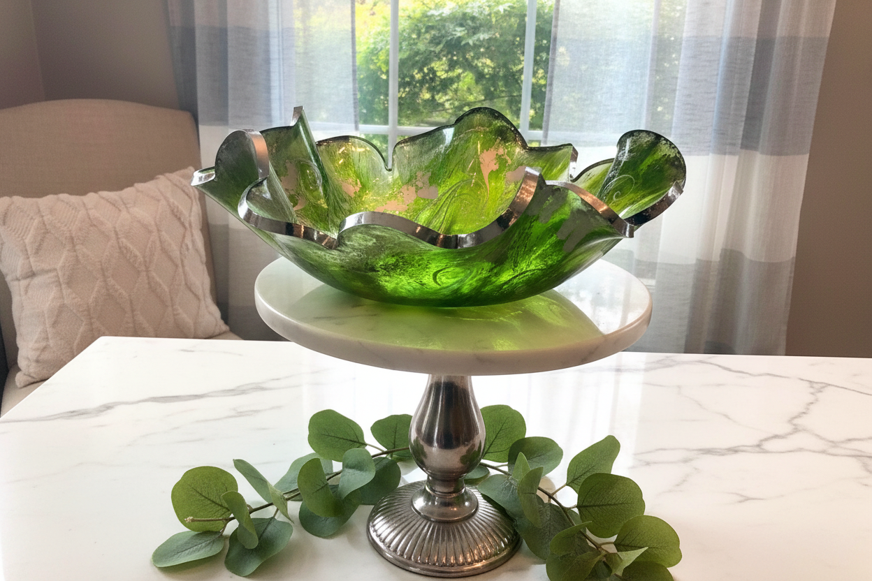 Emerald Green Swirl Bowl