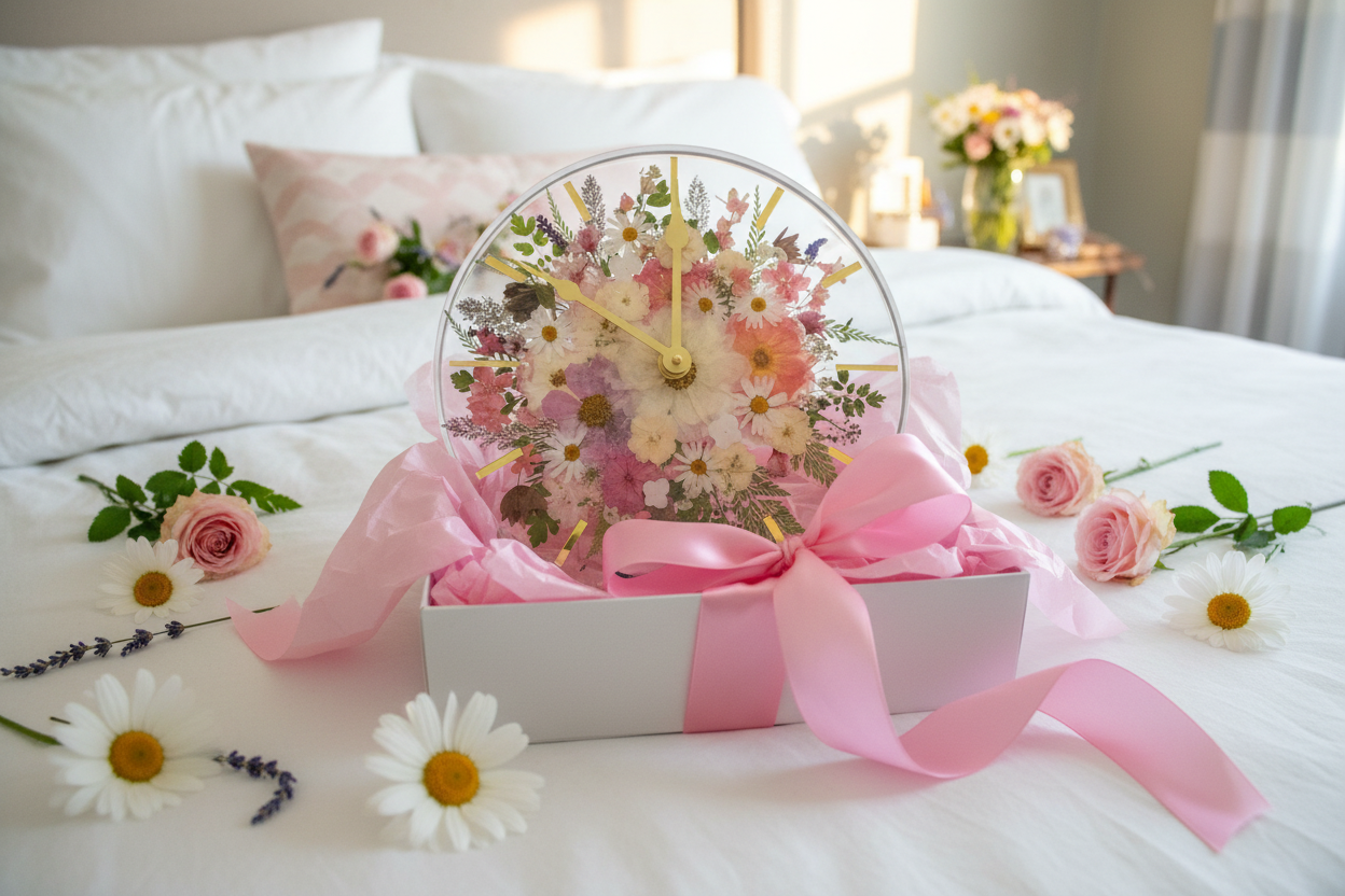 Pressed Flower Clock - Bedroom Gift