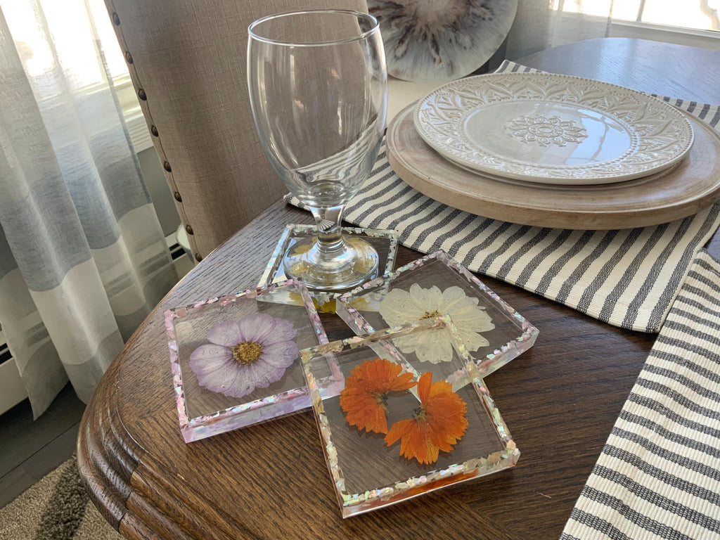 Square Floral Coaster Set of 4