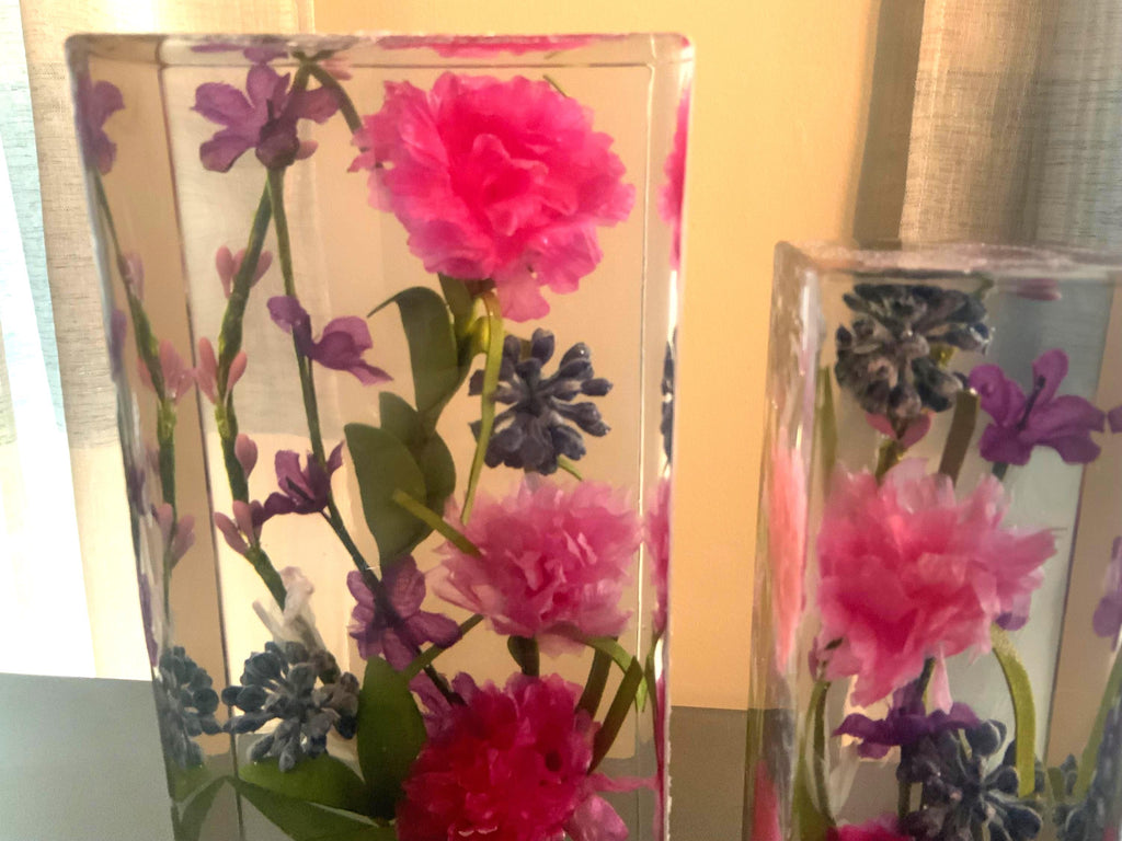 Handmade Resin Bookends – Pink Floral Design, Decorative Book Holder