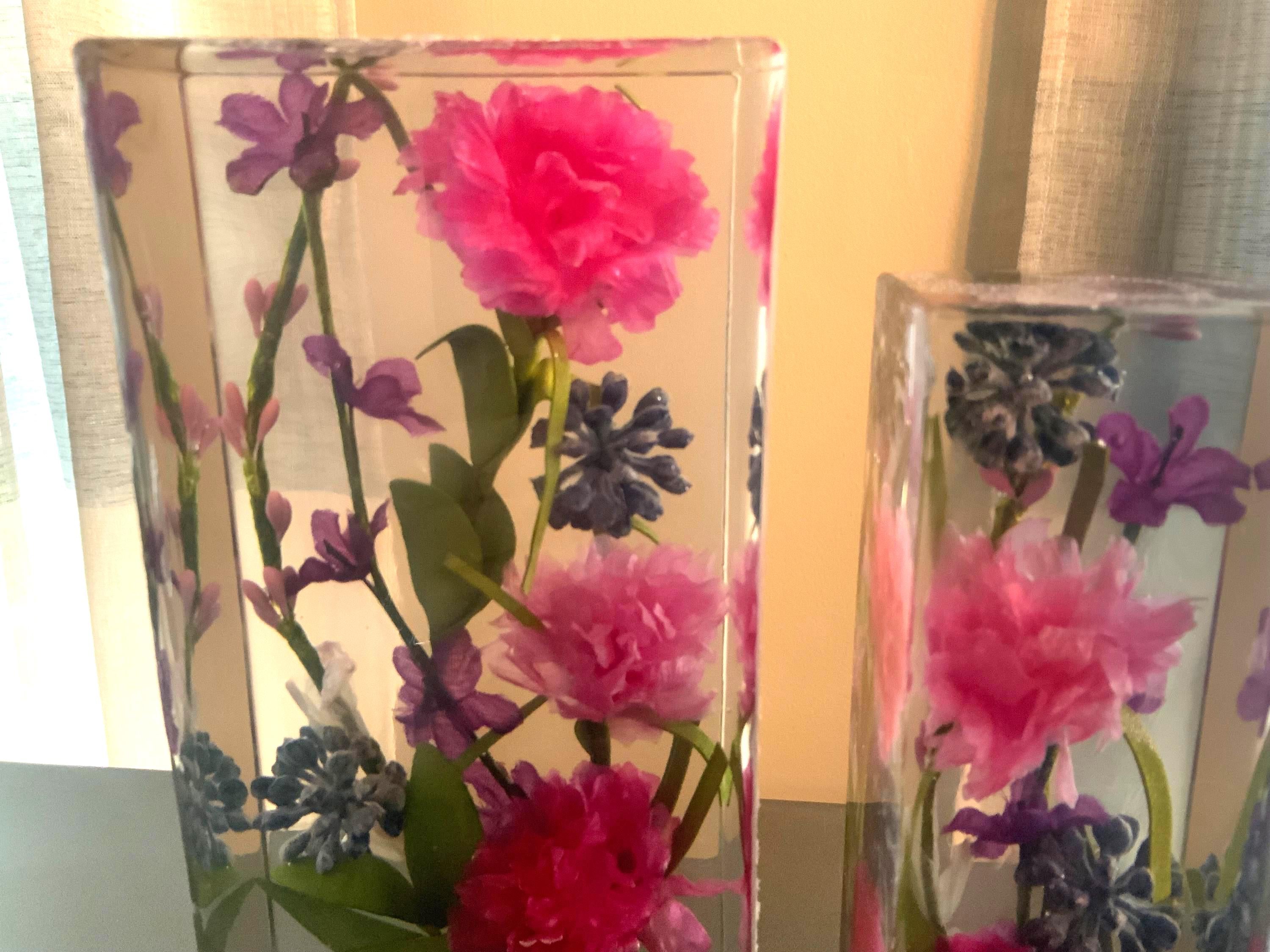 Handmade Resin Bookends – Pink Floral Design, Decorative Book Holder