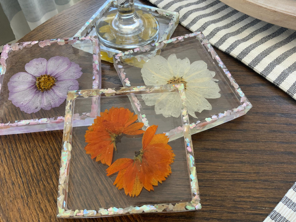 Square Floral Coaster Set of 4