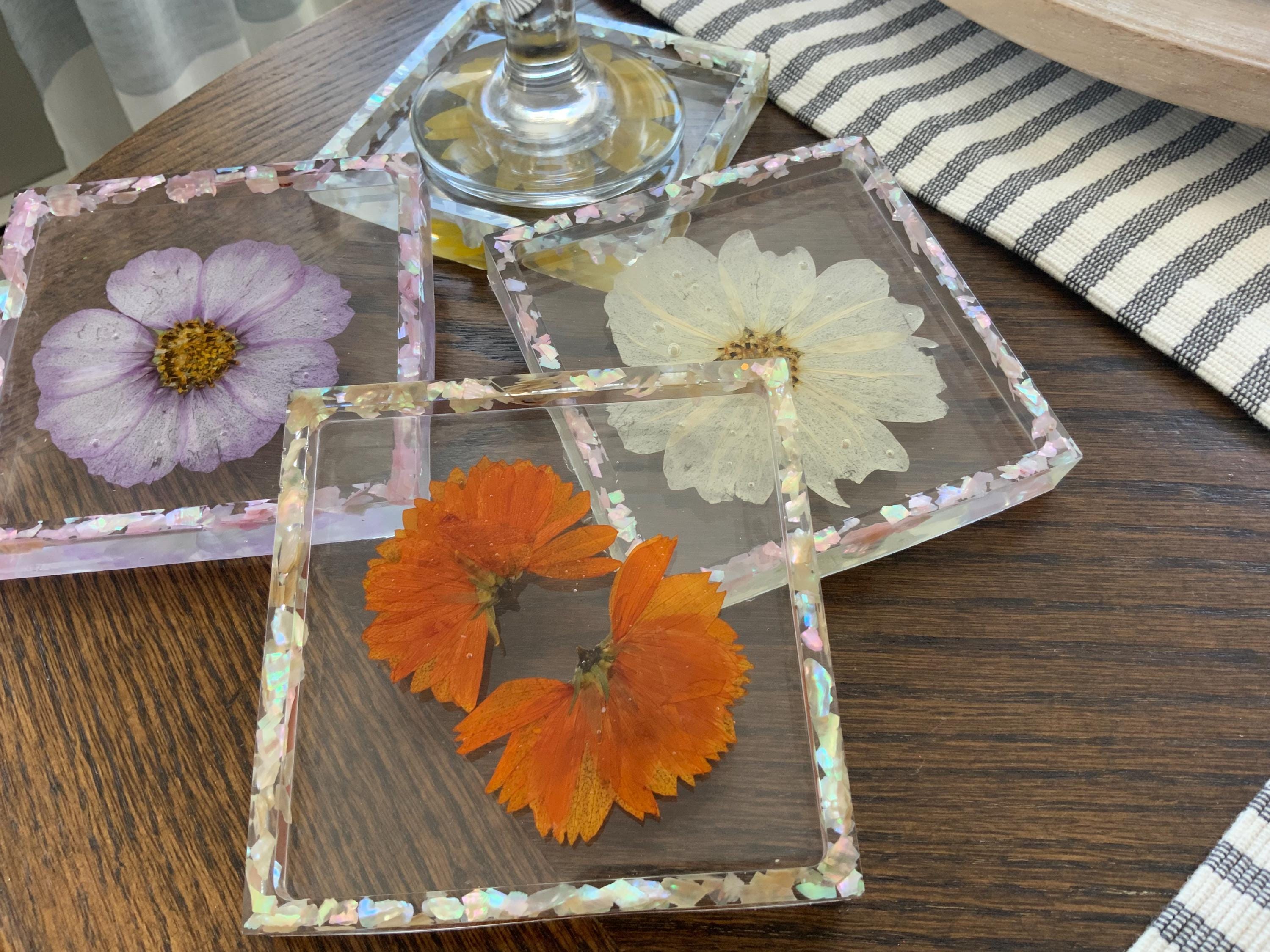 Square Floral Coaster Set of 4