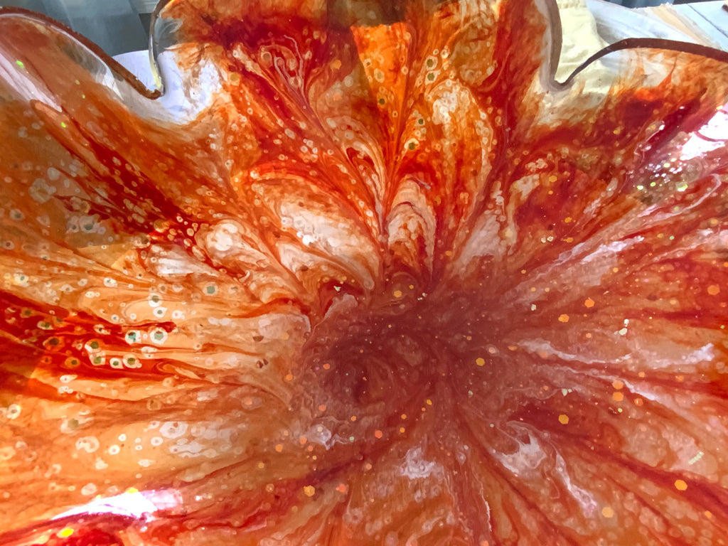 Resin Decorative Bowl – Orange & White Tennessee Football Epoxy Bowl