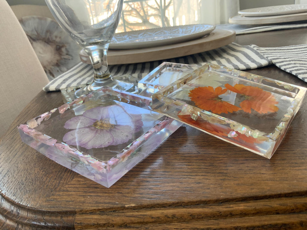Square Floral Coaster Set of 4
