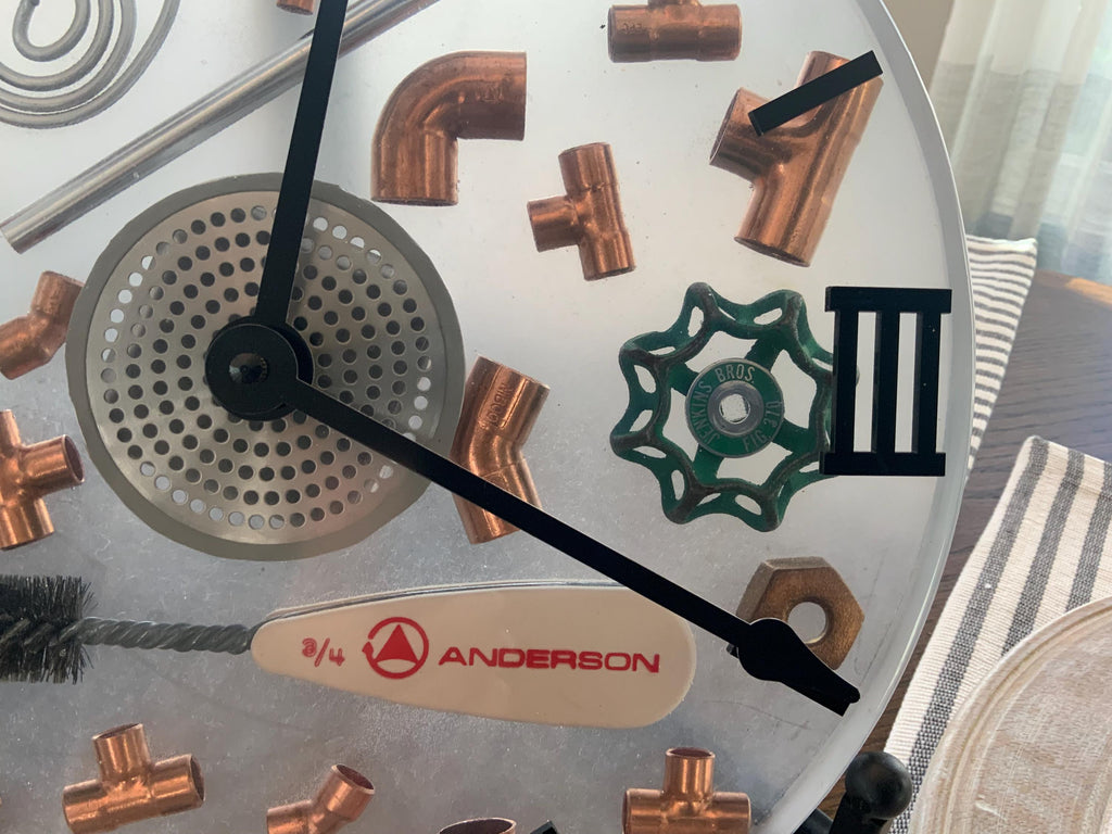 Plumber Clock: Copper Fittings, Tradesman Gift