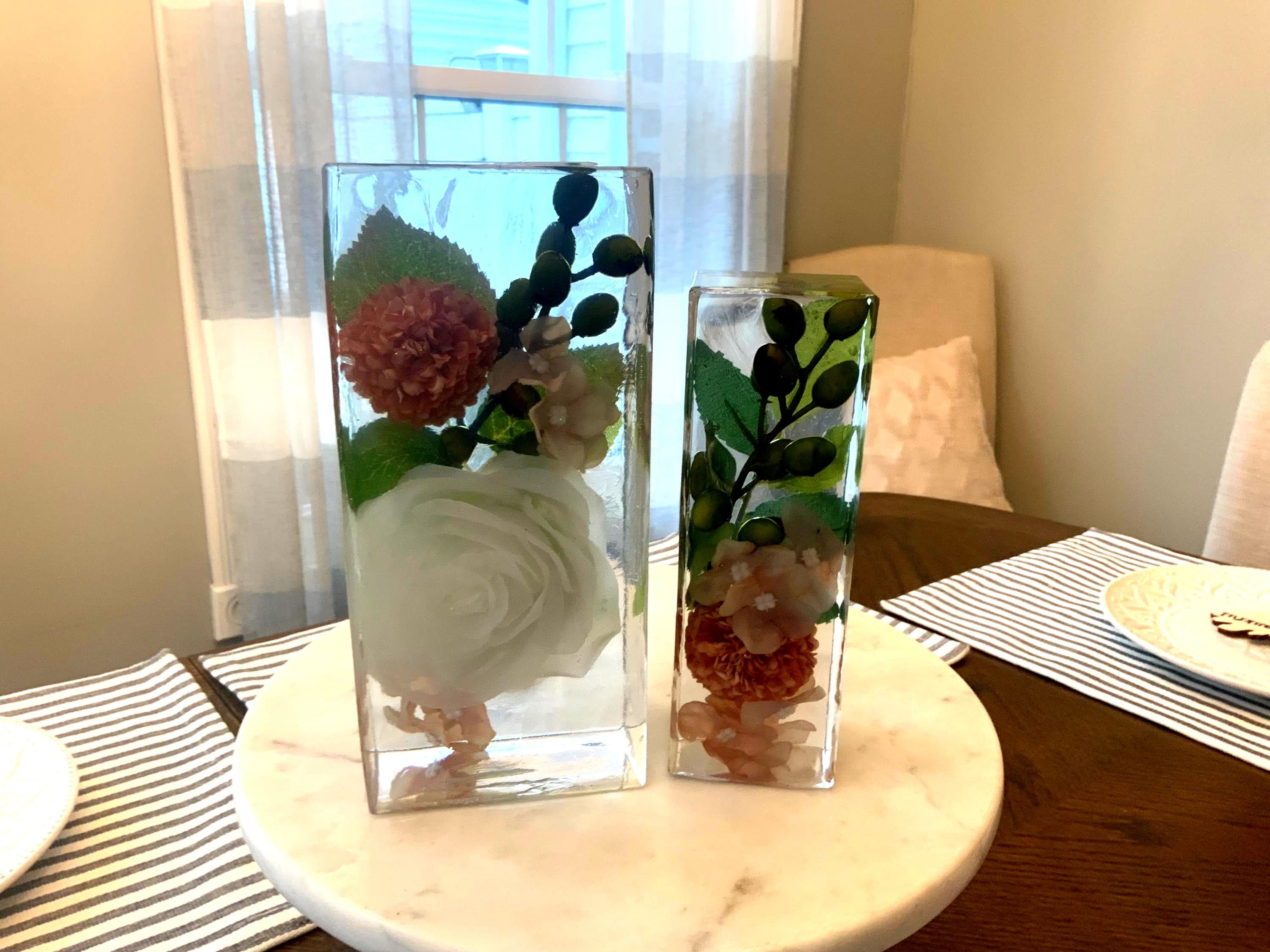 Handmade Resin Bookends – White Rose Design, Decorative Book Holder