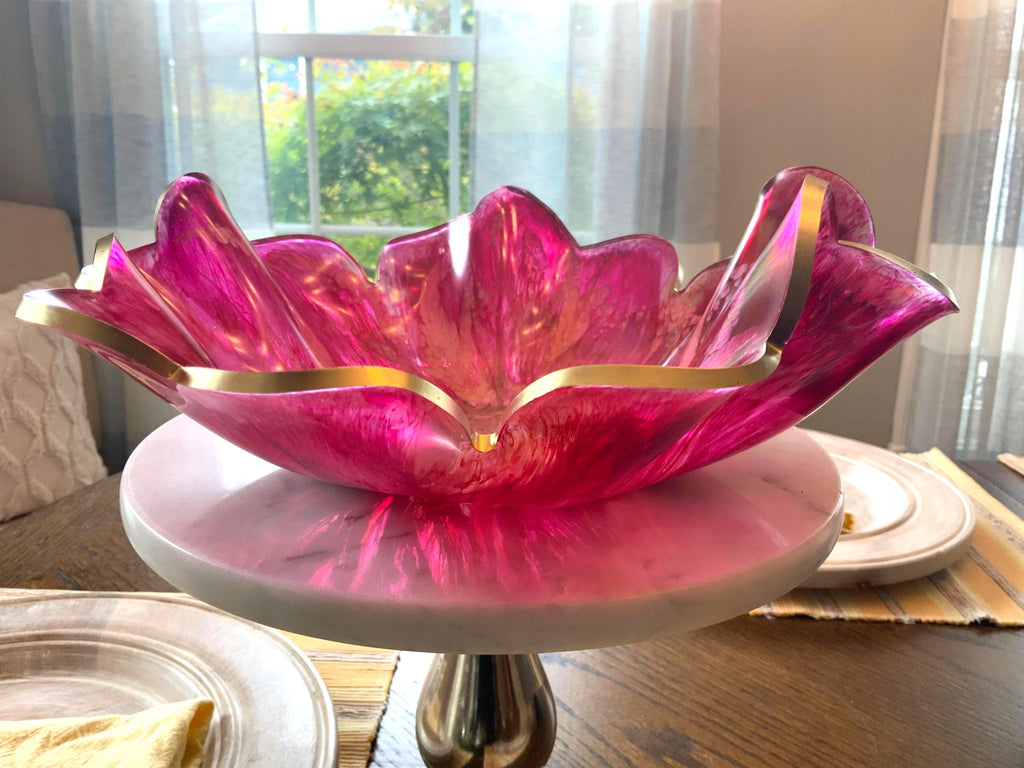 Resin Raspberry Swirl Decorative Bowl