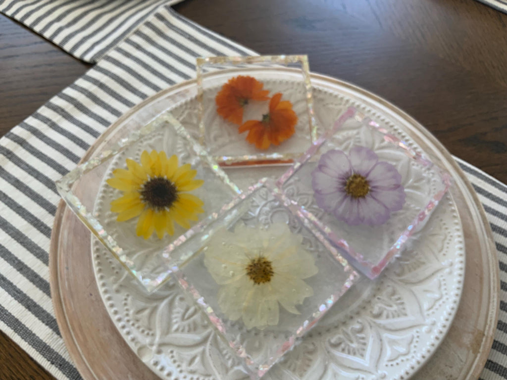 Square Floral Coaster Set of 4