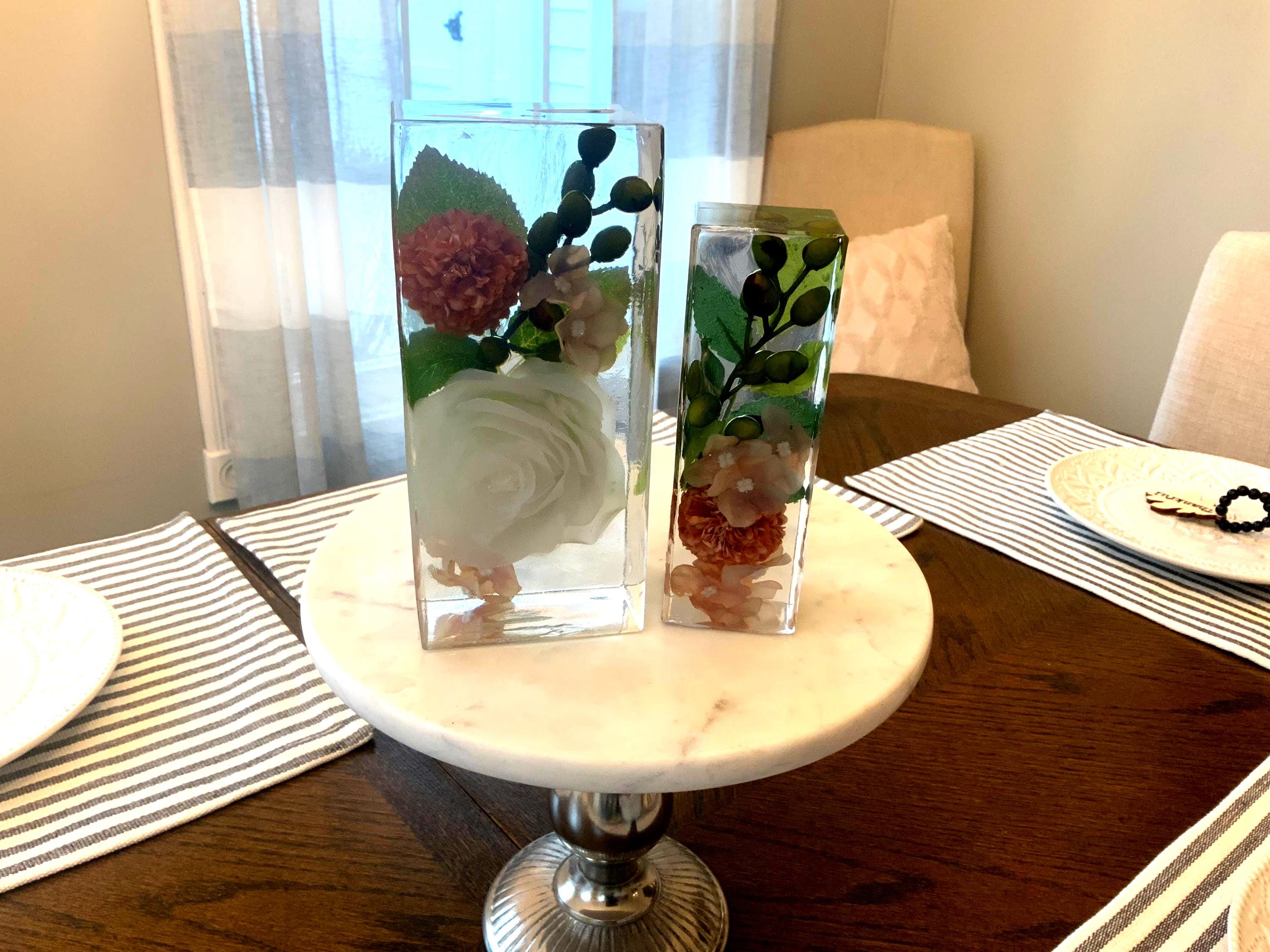 Handmade Resin Bookends – White Rose Design, Decorative Book Holder