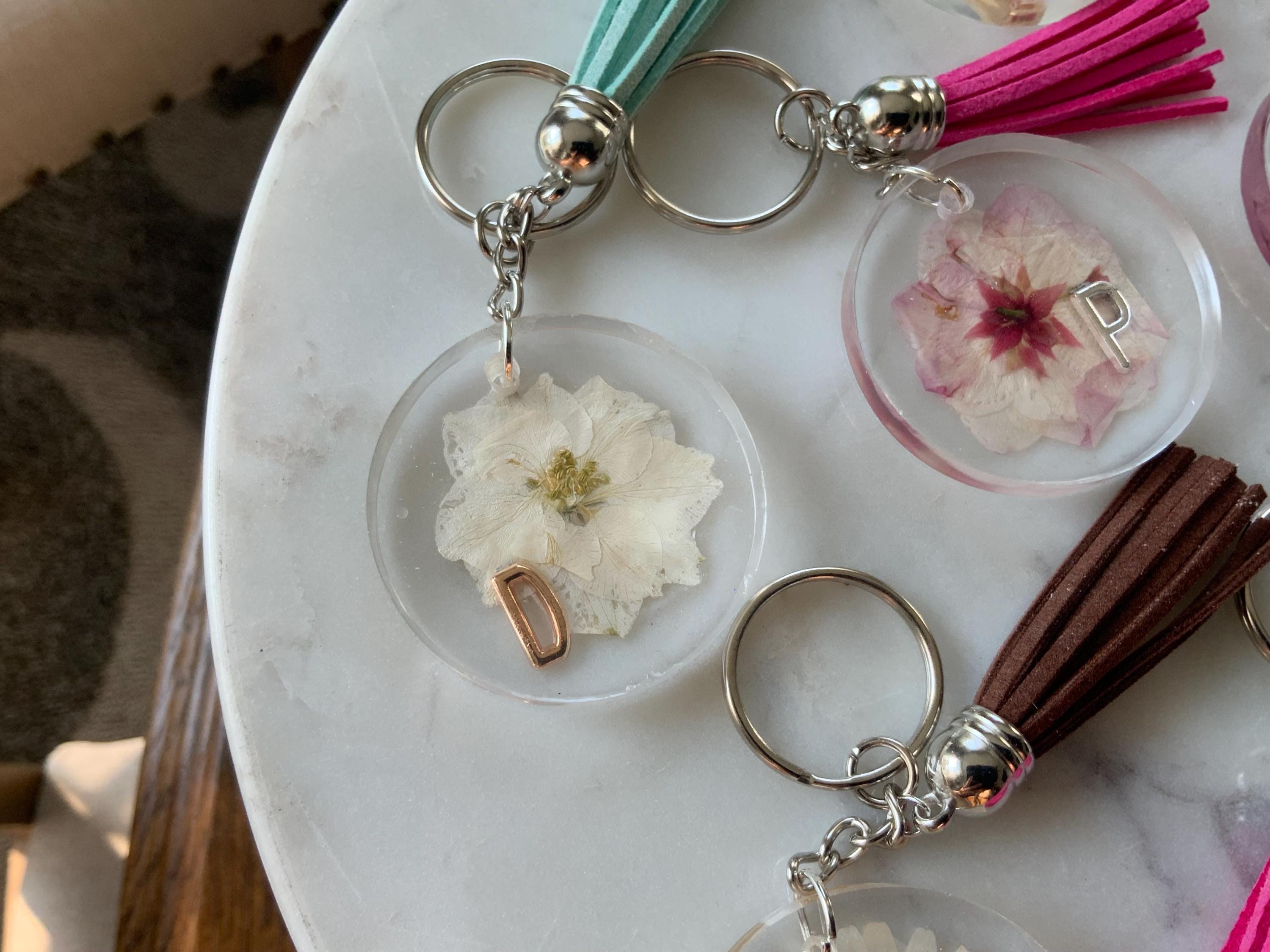 Personalized Initial Pocketbook Charm: Floral Design & Tassel