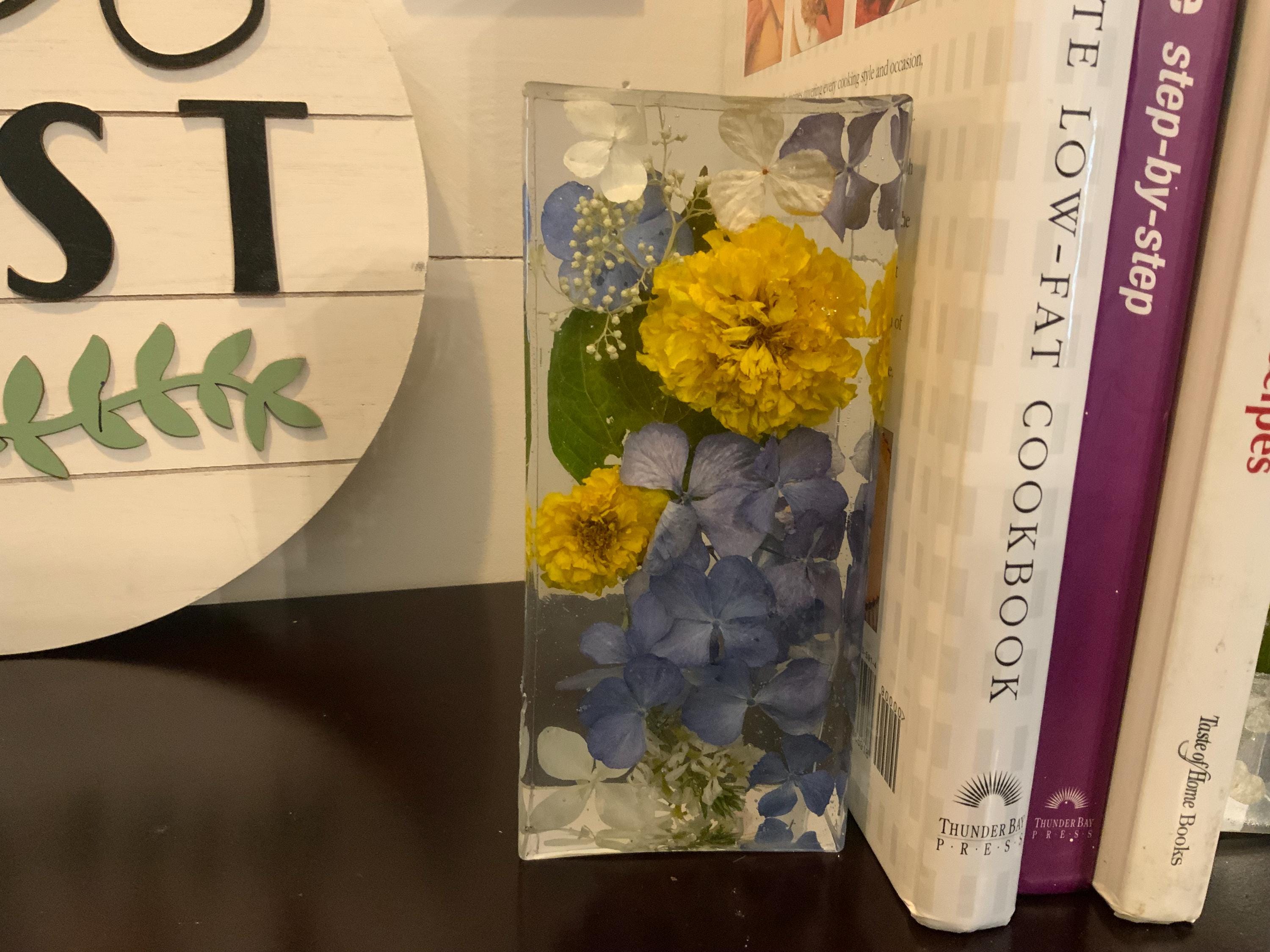 Floral Bookends: Decorative Library, Kitchen, Office Decor