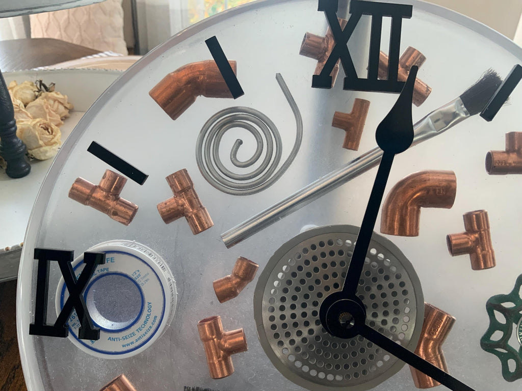 Plumber Clock: Copper Fittings, Tradesman Gift