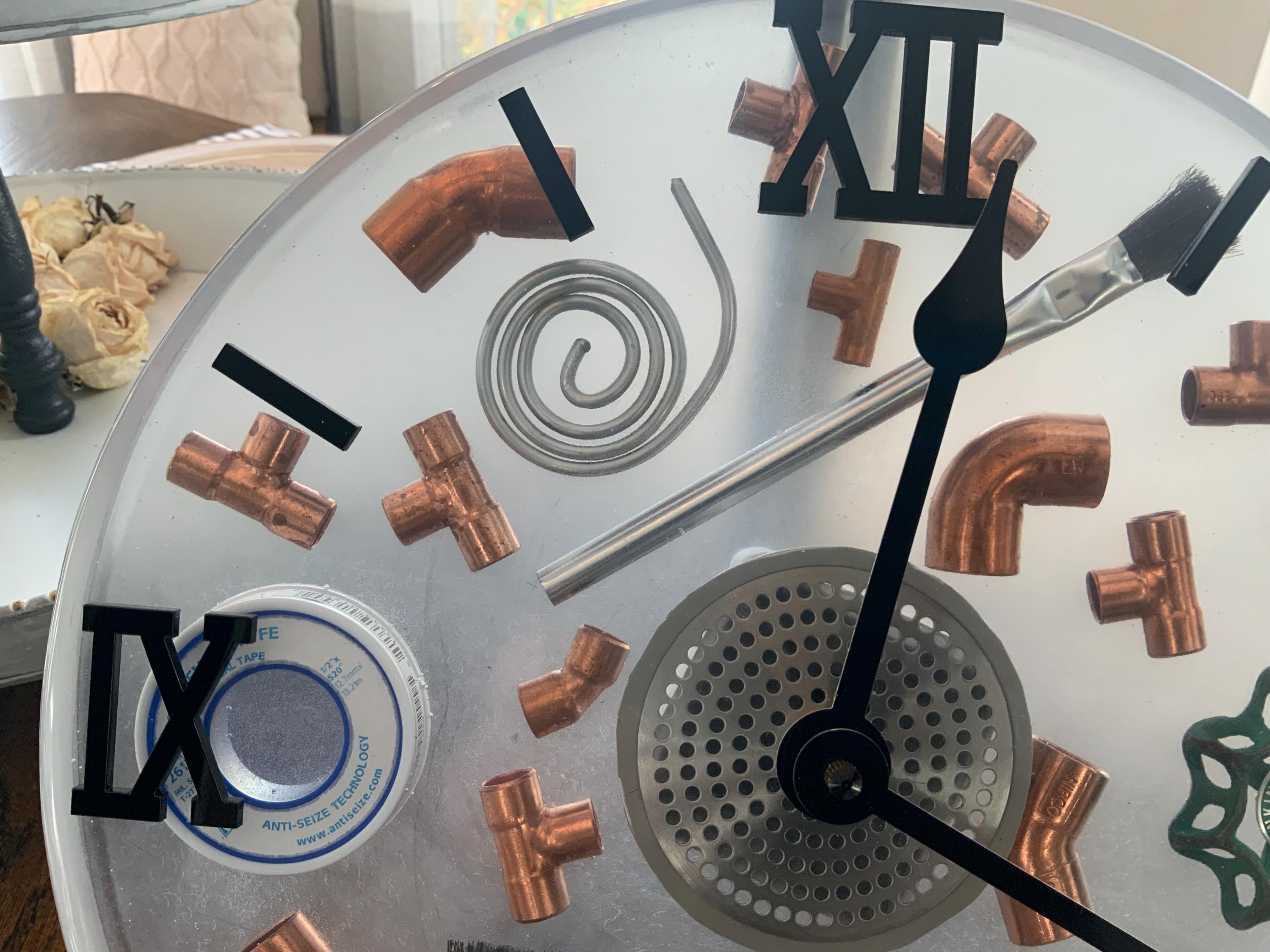 Plumber Clock: Copper Fittings, Tradesman Gift