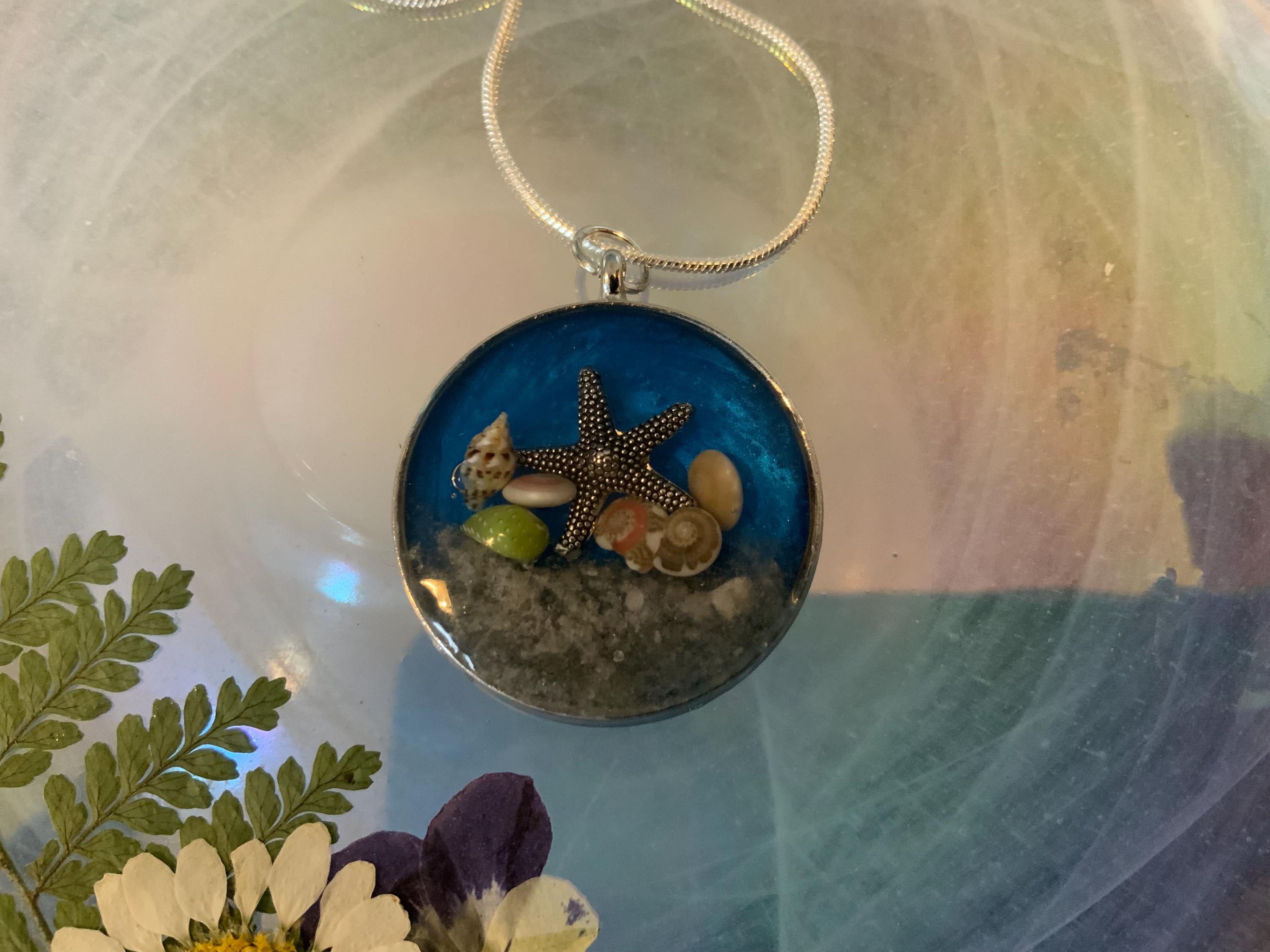 Starfish Beach Round Pendant