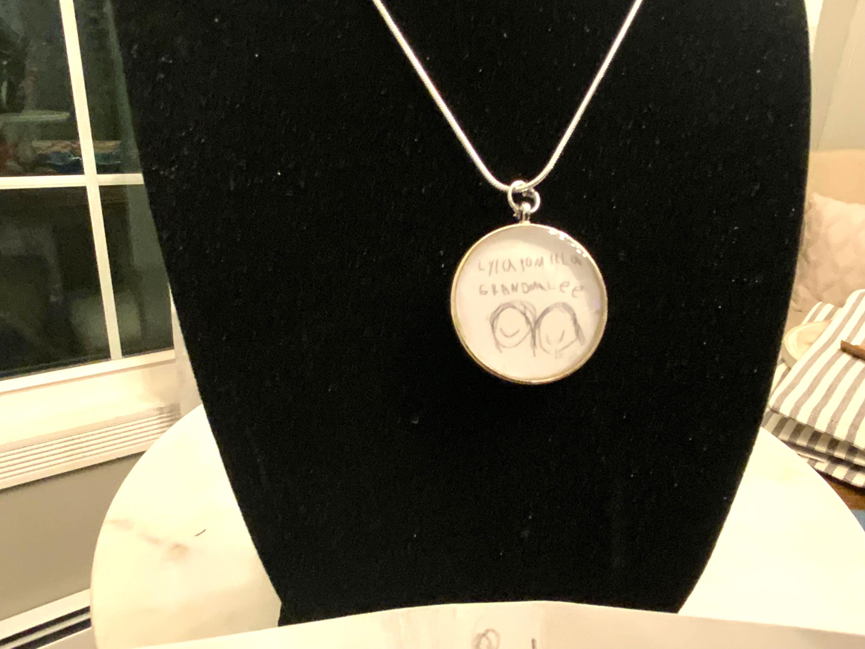 Sterling Silver Memory Charm: Custom Kids Drawing Keepsake