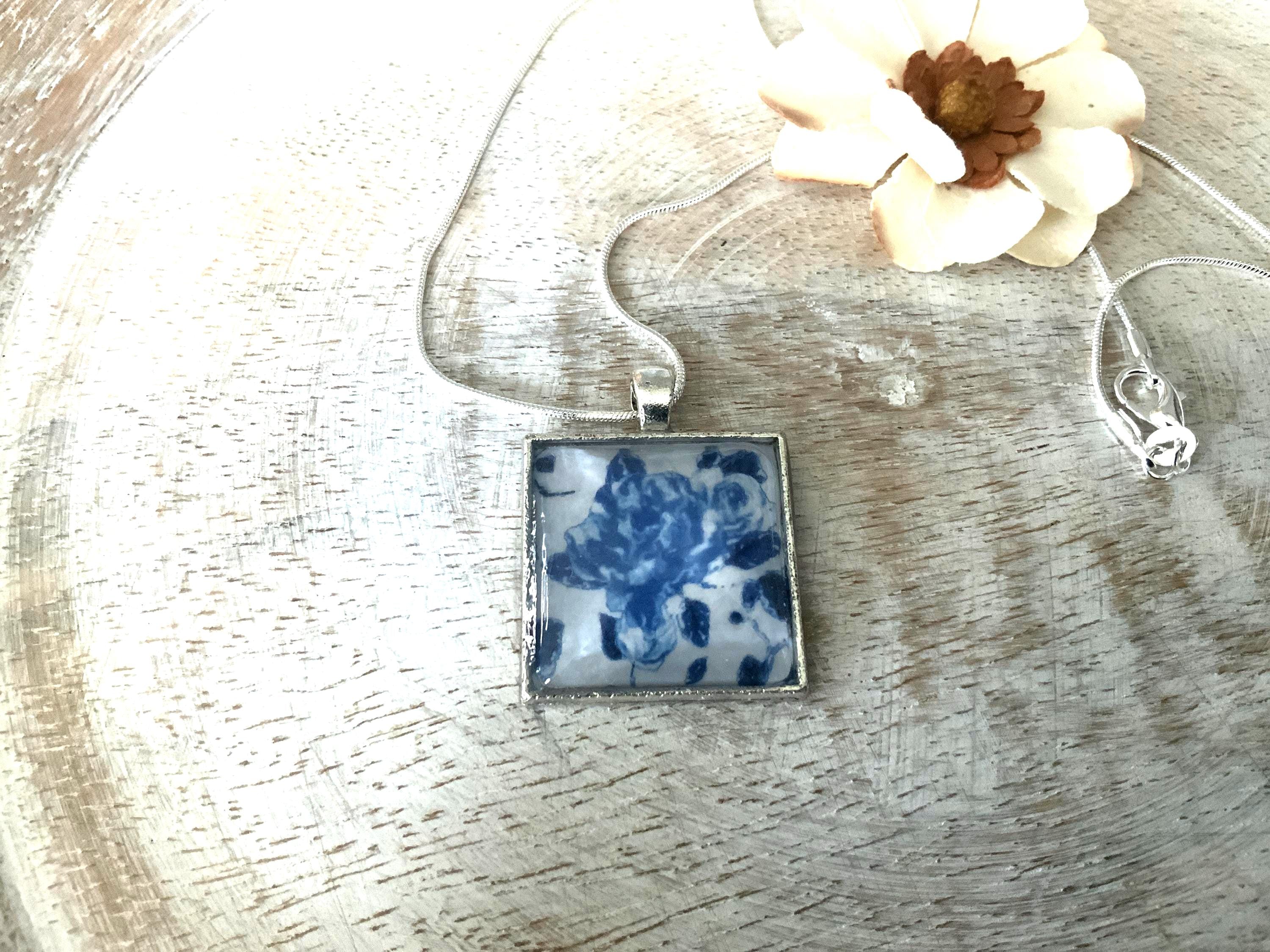 Blue Floral Pendant