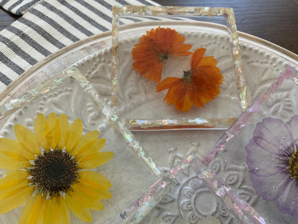 Square Floral Coaster Set of 4