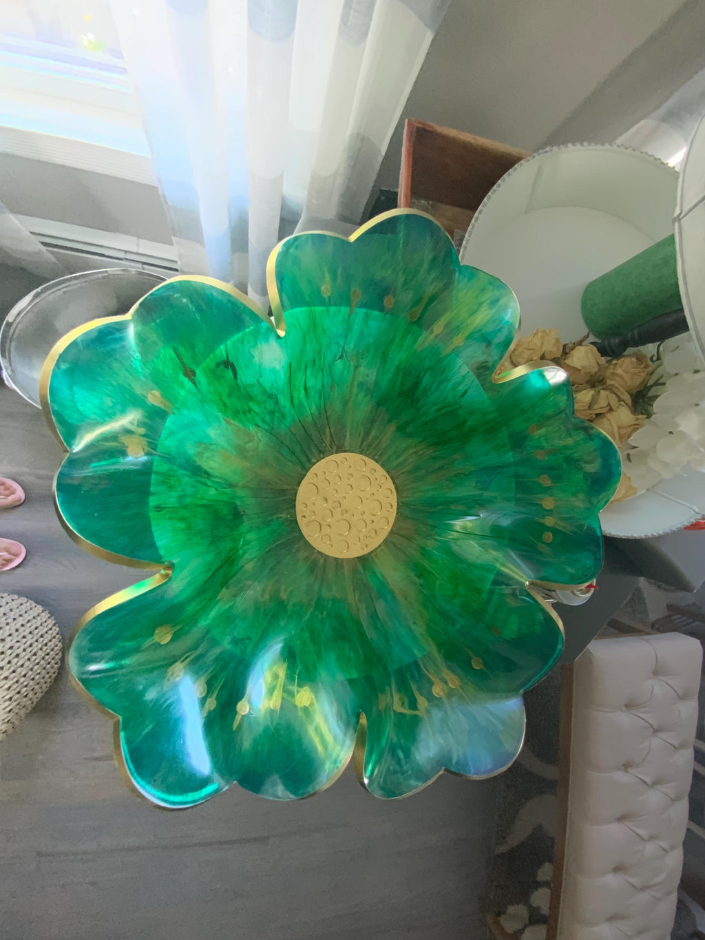 Resin Golden Green Bowl