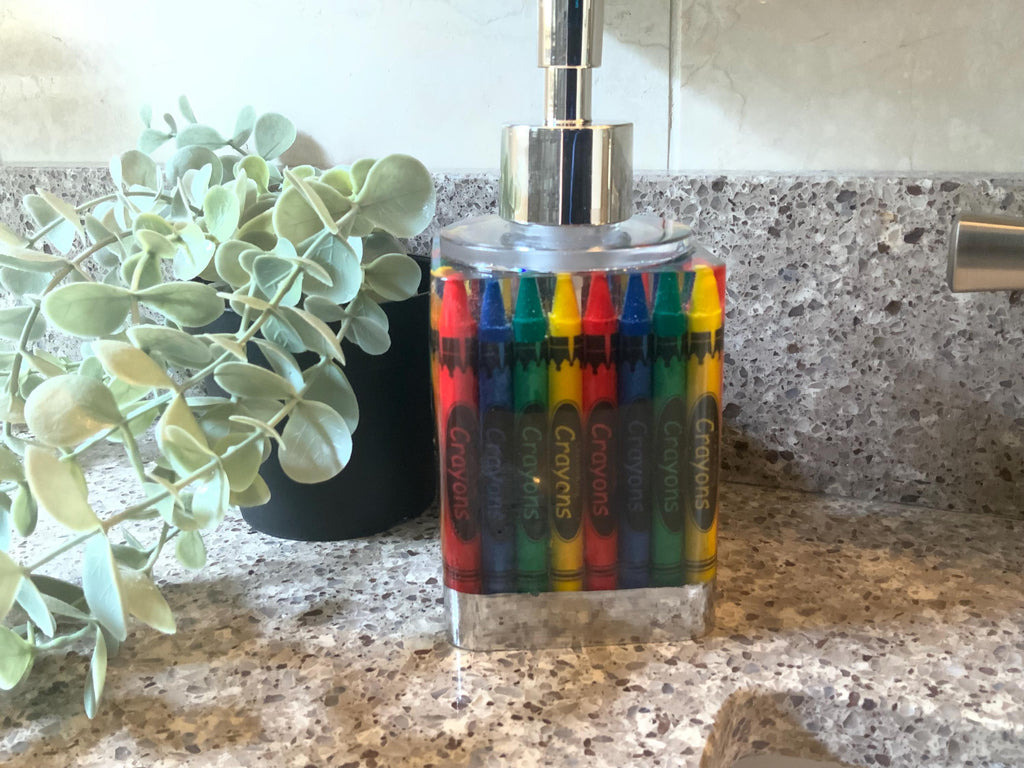 Crayon Soap Dispenser – Colorful Kids Bathroom Resin Decor