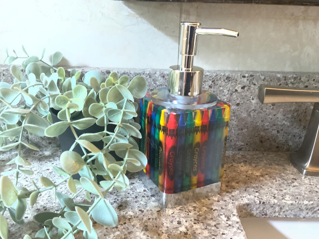 Crayon Soap Dispenser – Colorful Kids Bathroom Resin Decor