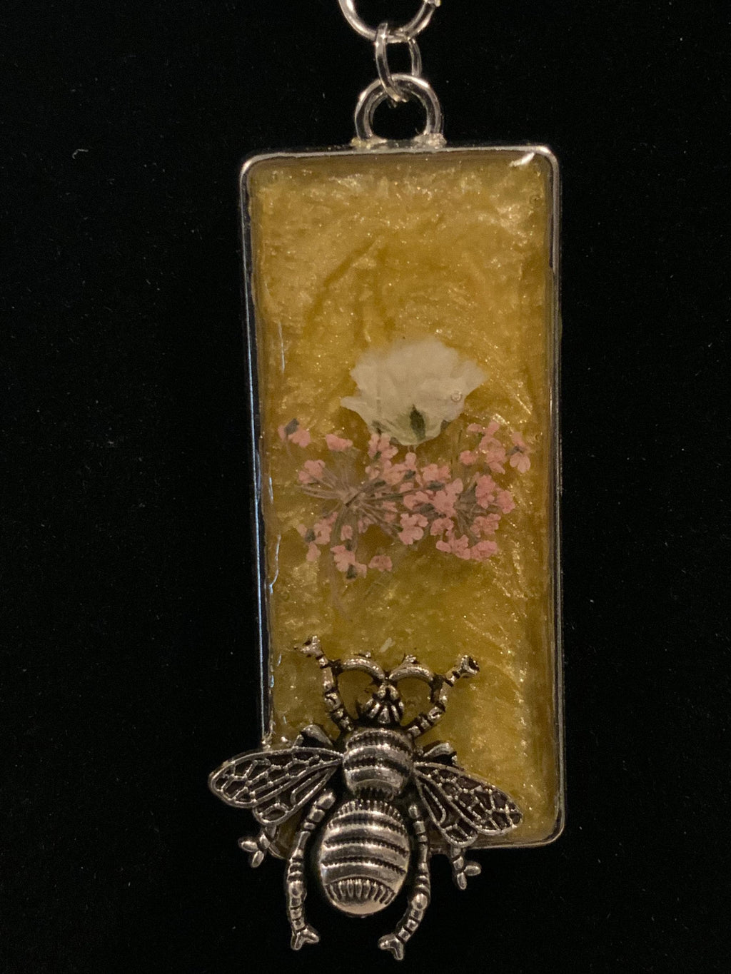 Handmade Resin Bee Happy Pendant – Honeybee Jewelry, Gift for Her