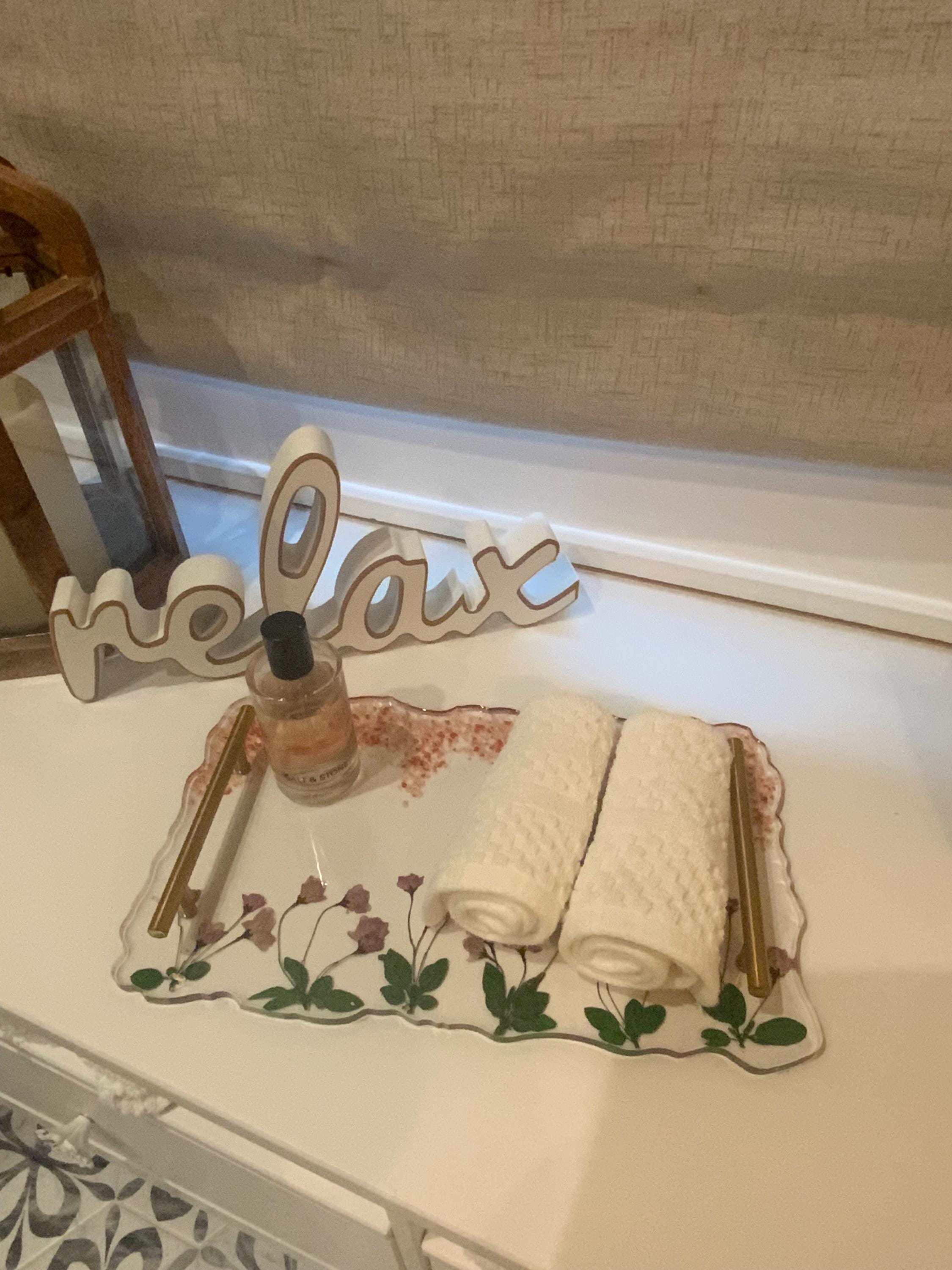 Pink floral and stone Vanity Tray