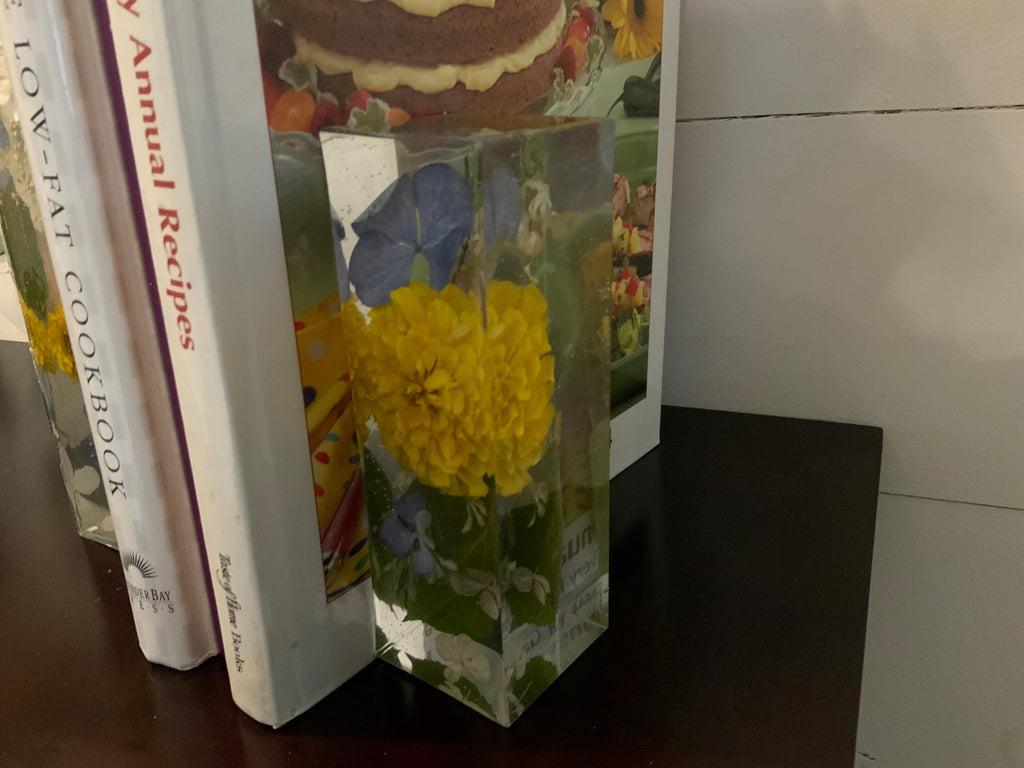 Floral Bookends: Decorative Library, Kitchen, Office Decor