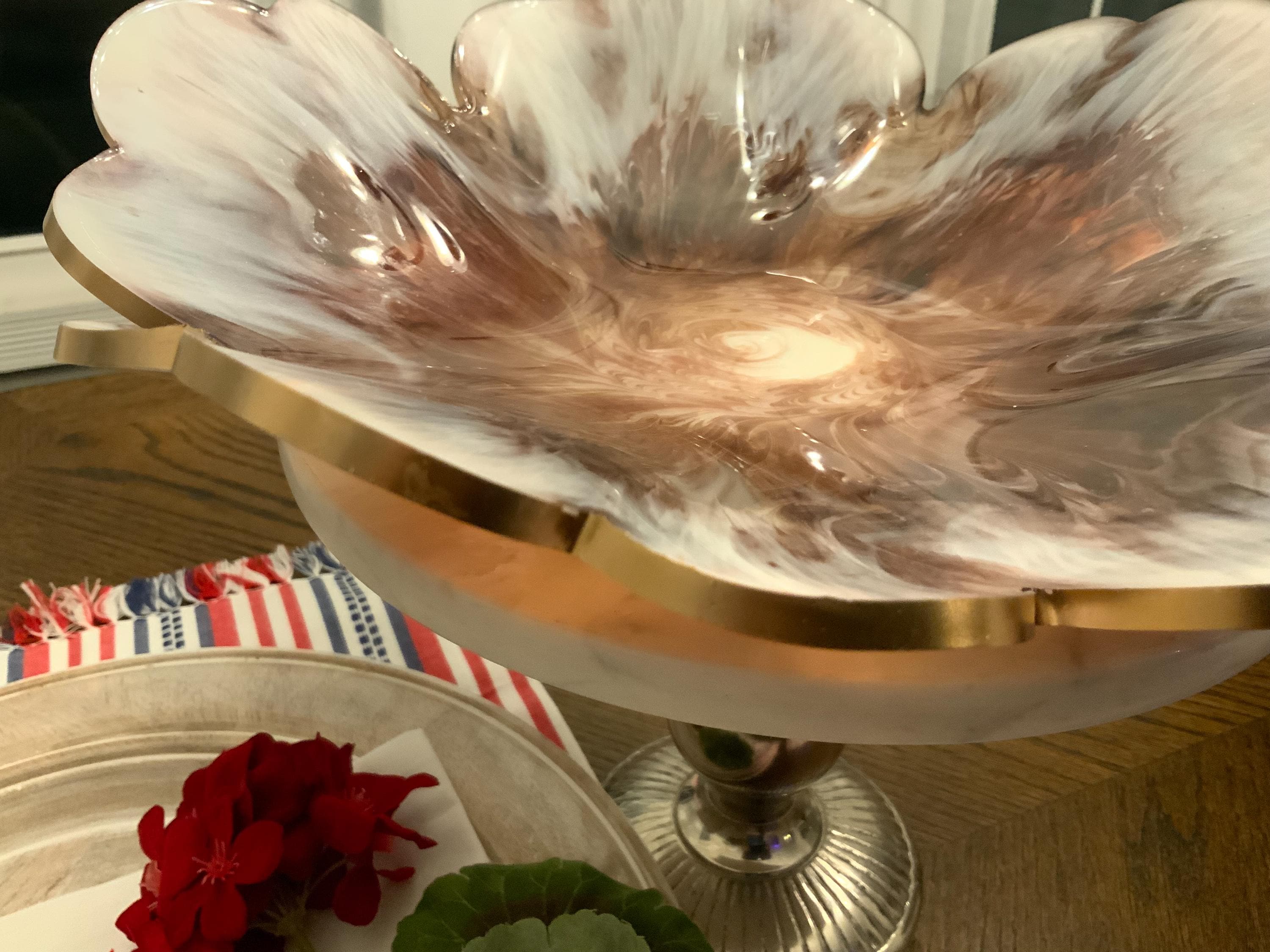 Resin Decorative Bowl – Coffee and Cream Epoxy Fruit Bowl Gift