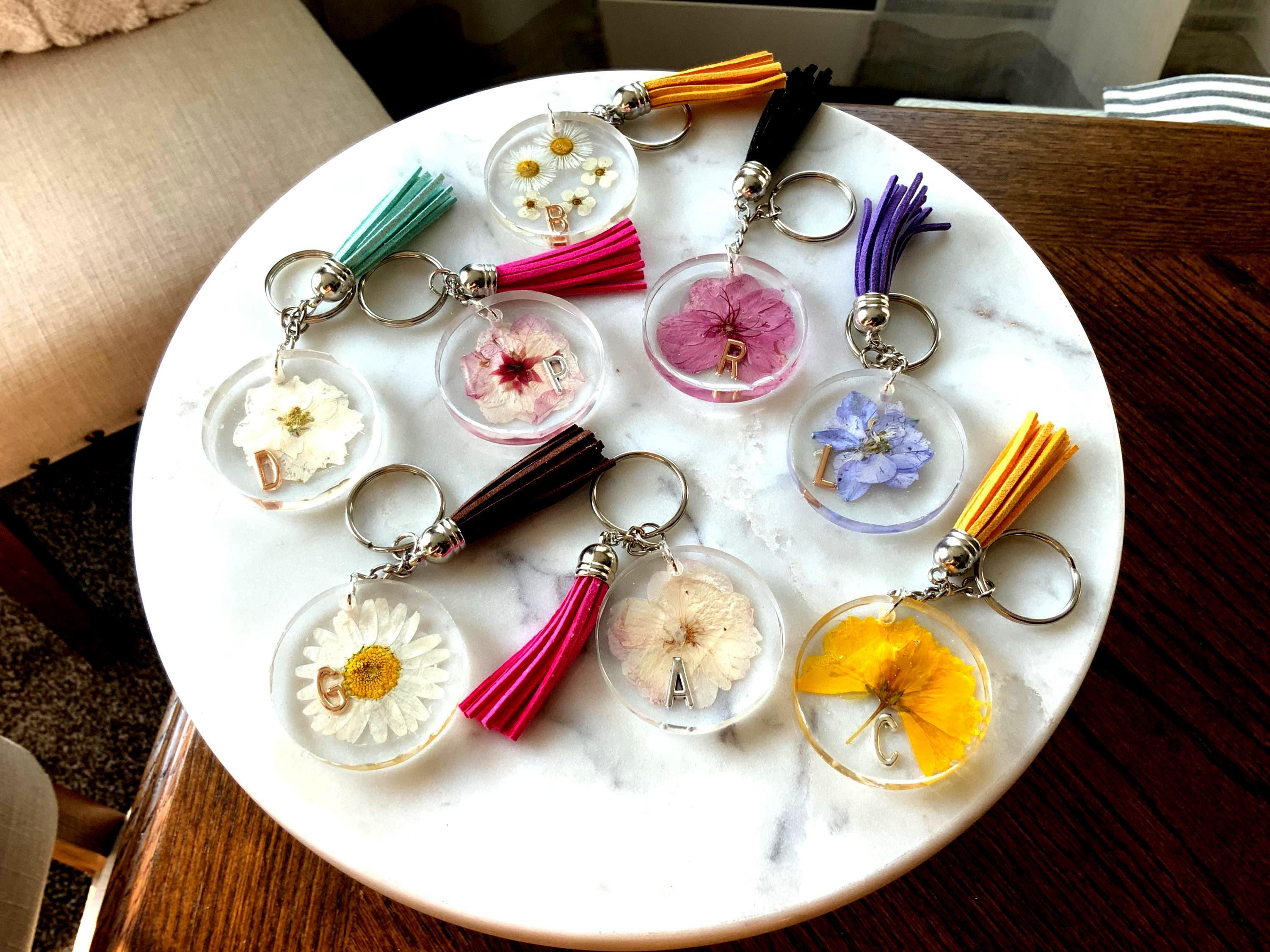 Personalized Initial Pocketbook Charm: Floral Design & Tassel