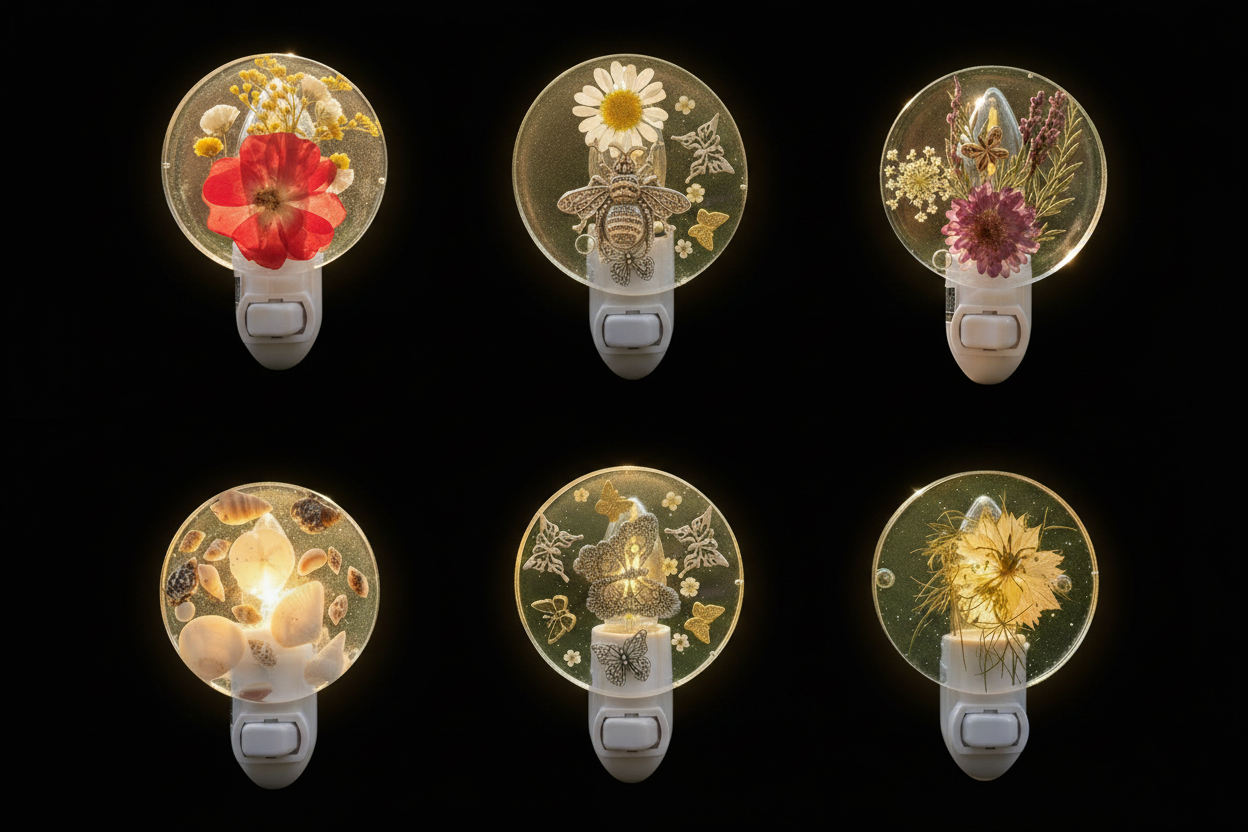 6 Night Lights Black Background