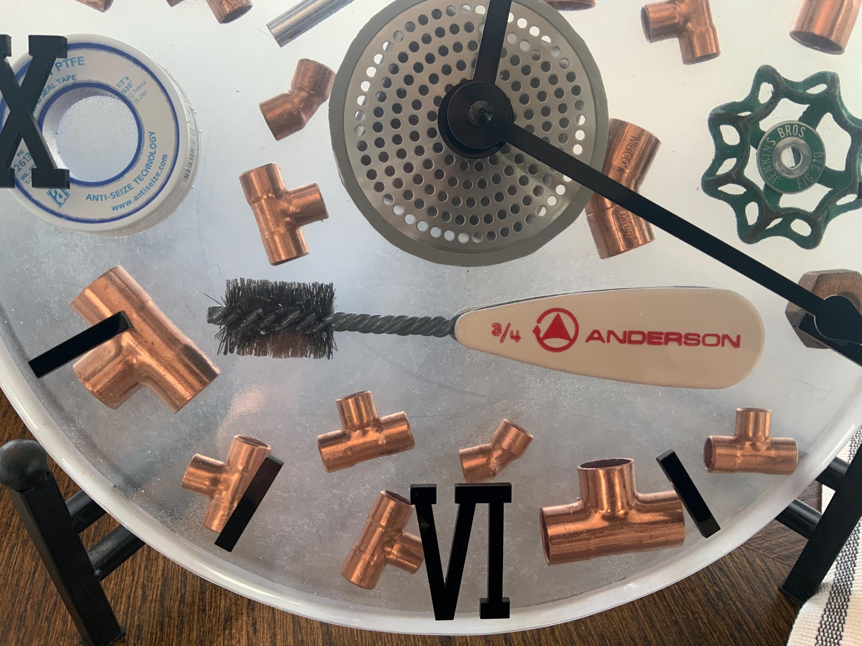 Plumber Clock: Copper Fittings, Tradesman Gift