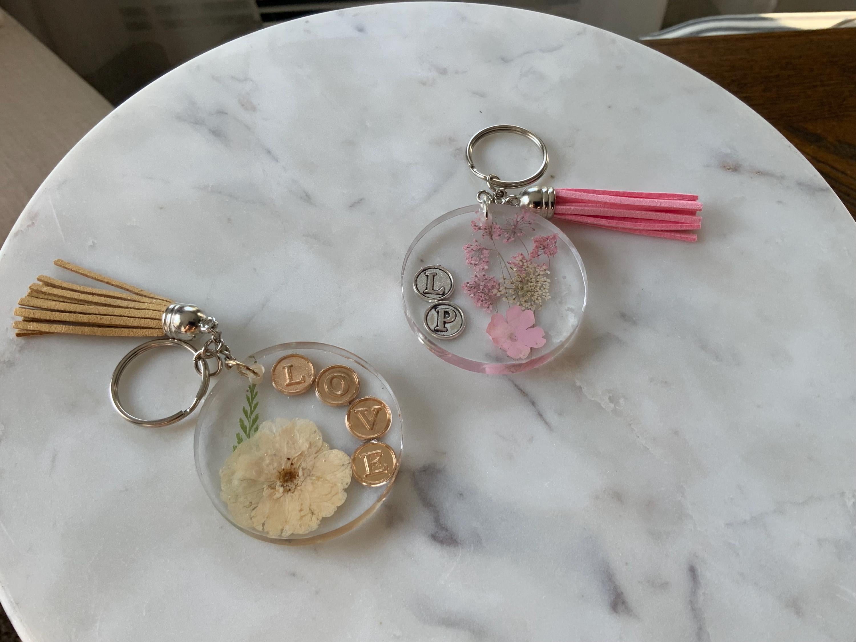 Personalized Initial Pocketbook Charm: Floral Design & Tassel