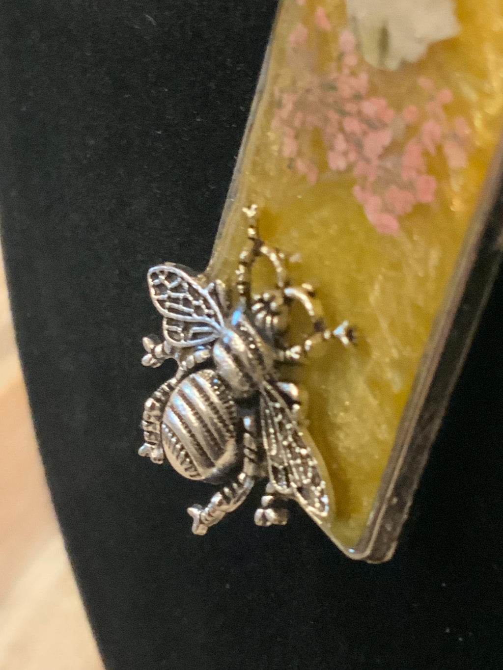 Handmade Resin Bee Happy Pendant – Honeybee Jewelry, Gift for Her