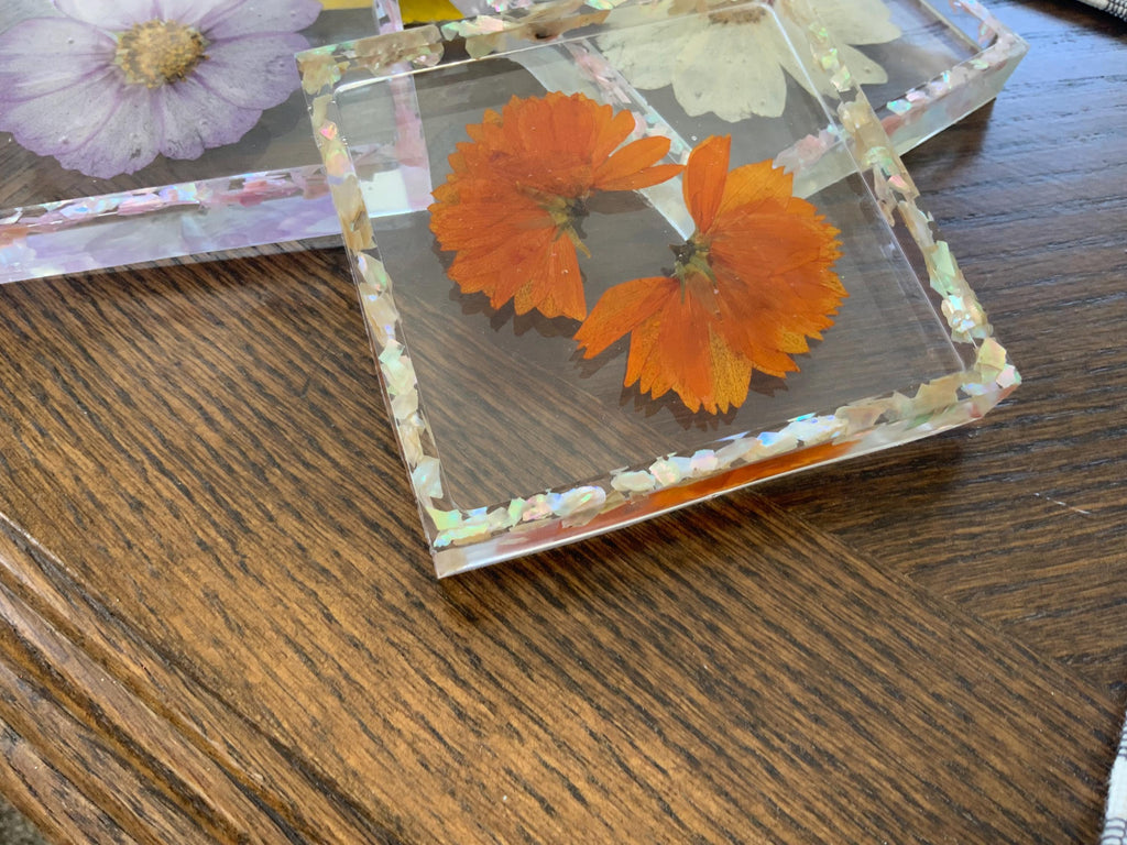 Square Floral Coaster Set of 4