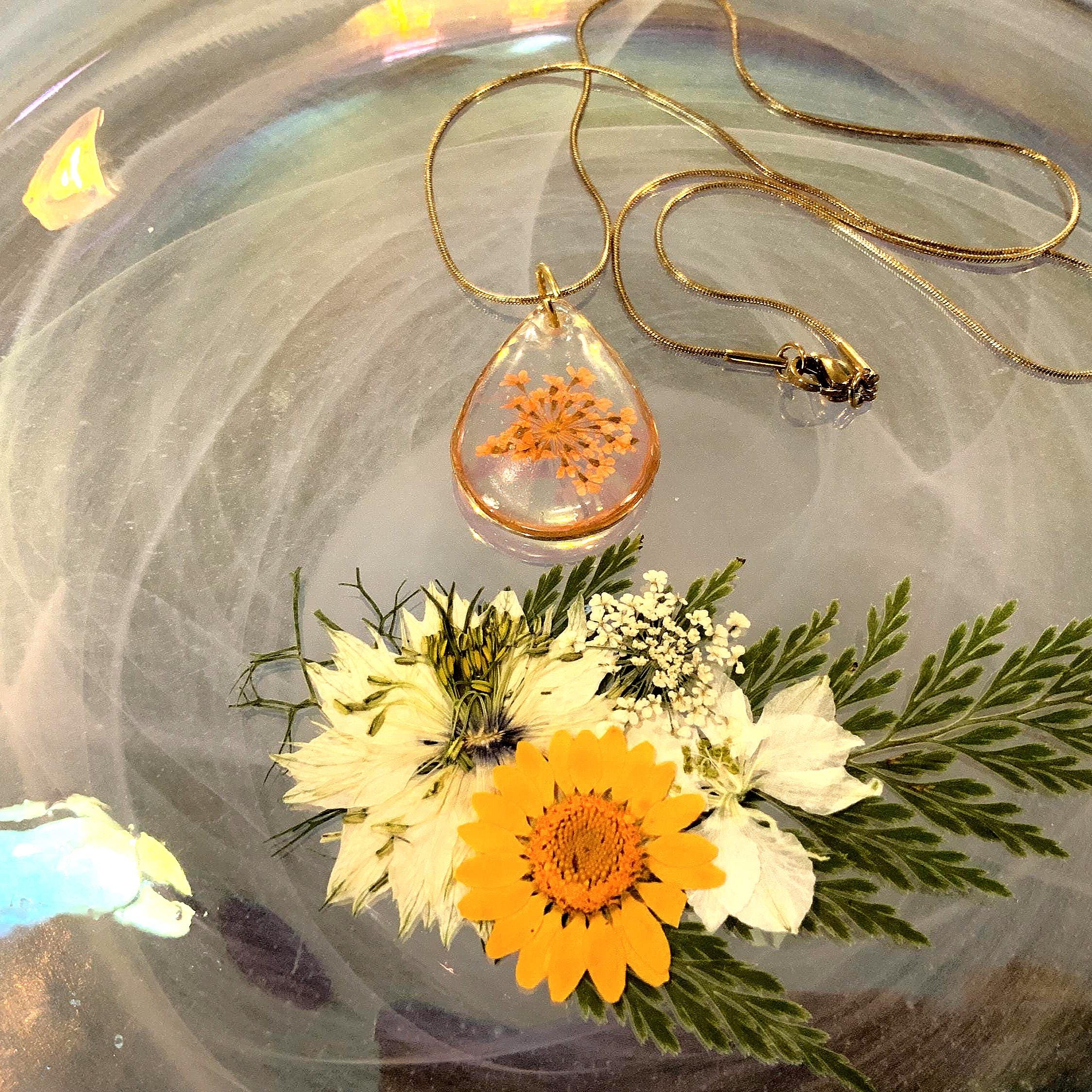 Orange Queen Ann’s Lace Pendant