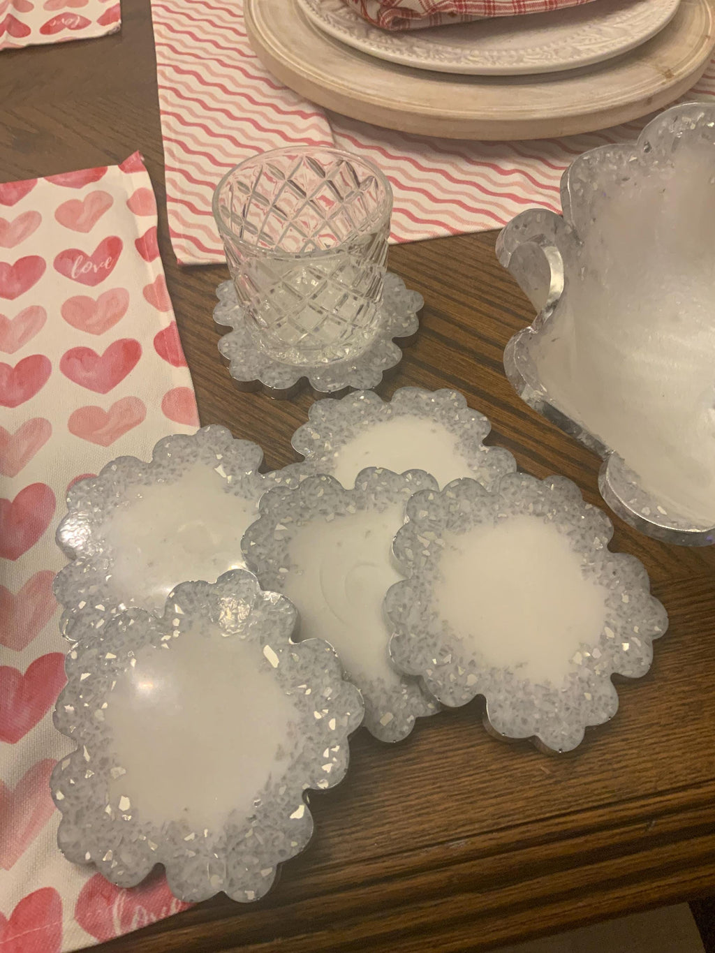 Mirror White Shimmer 6 Piece Coaster Set