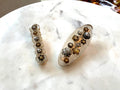 Metal Trinket Hair Clip: Bronze Edge Swirly White