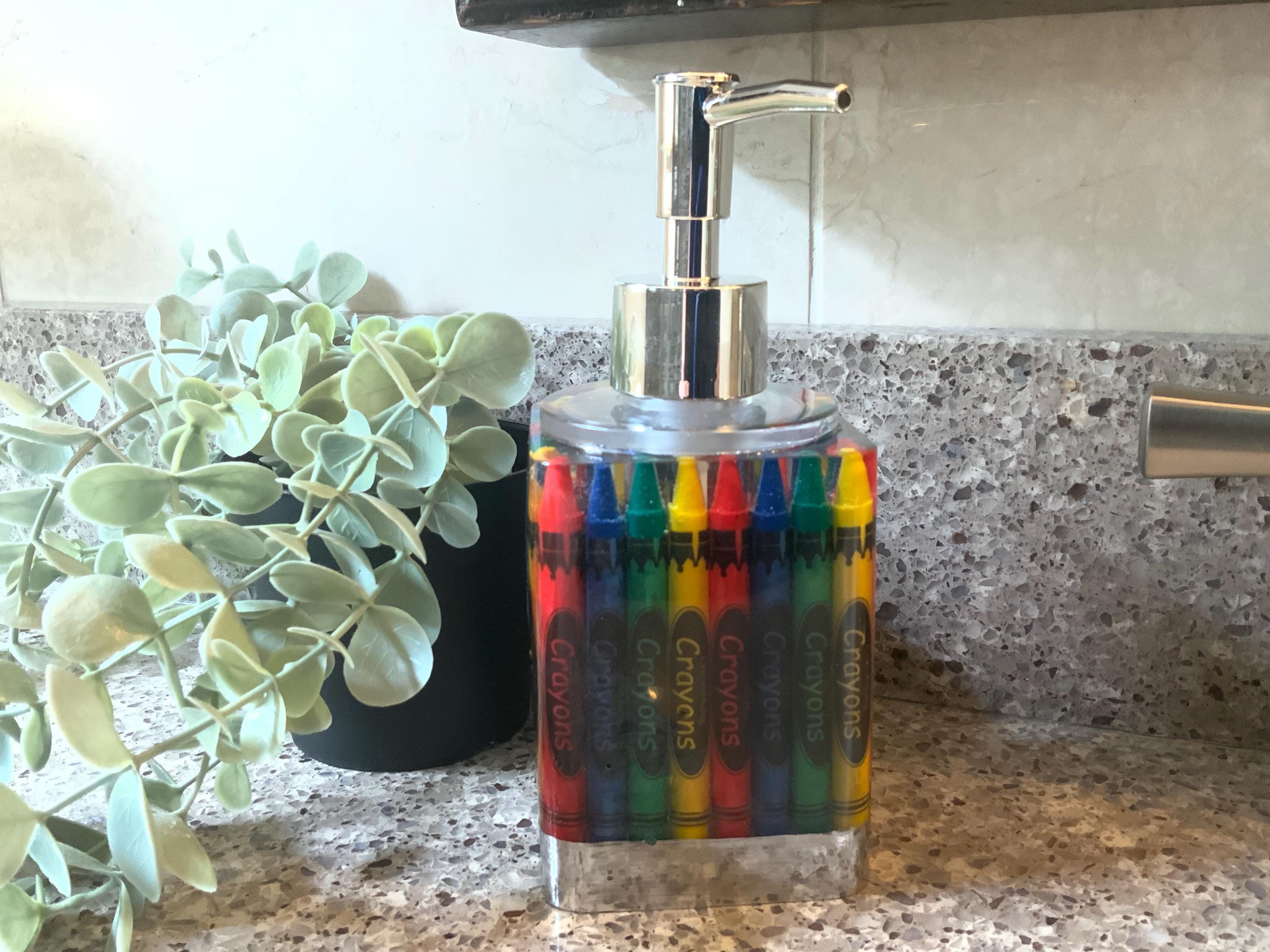 Crayon Soap Dispenser – Colorful Kids Bathroom Resin Decor