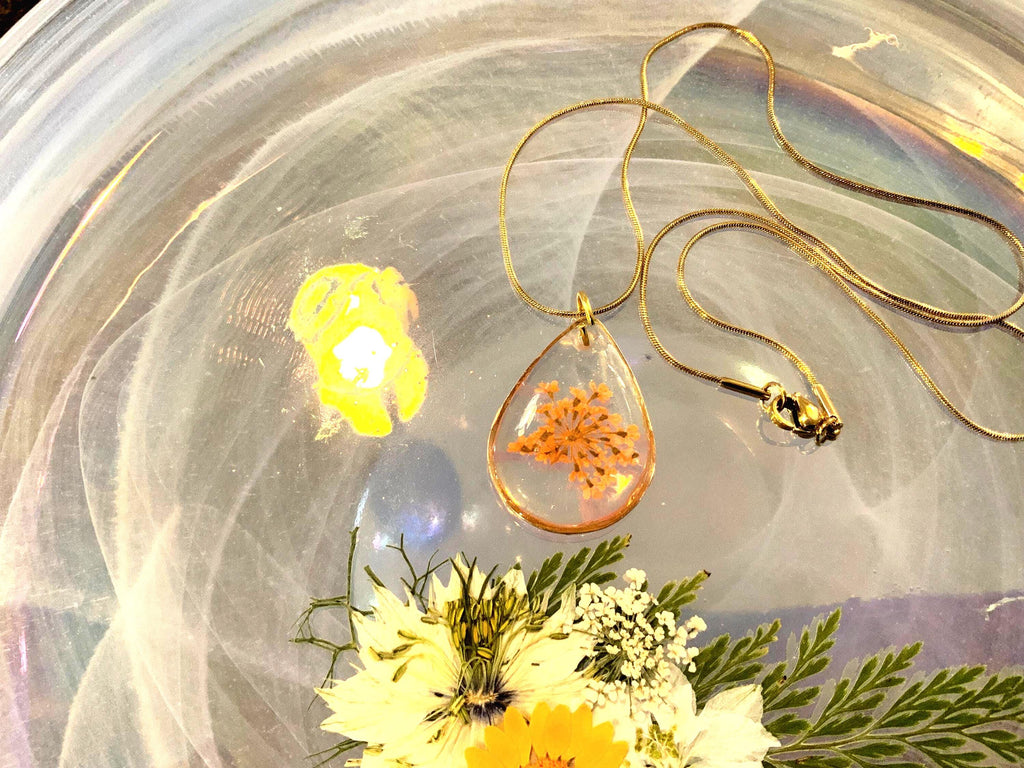 Orange Queen Ann’s Lace Pendant