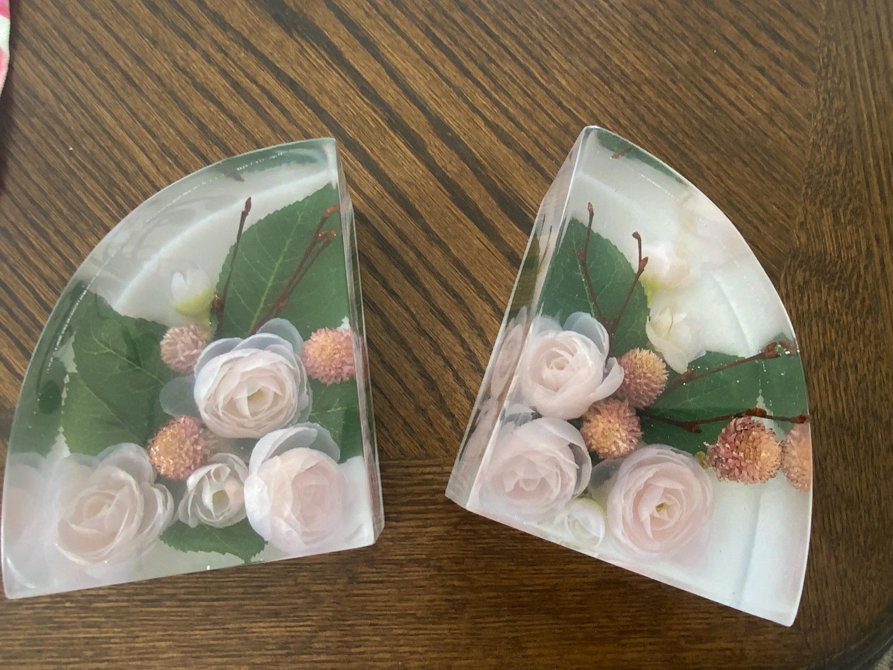 Pink Rose Arched Bookends
