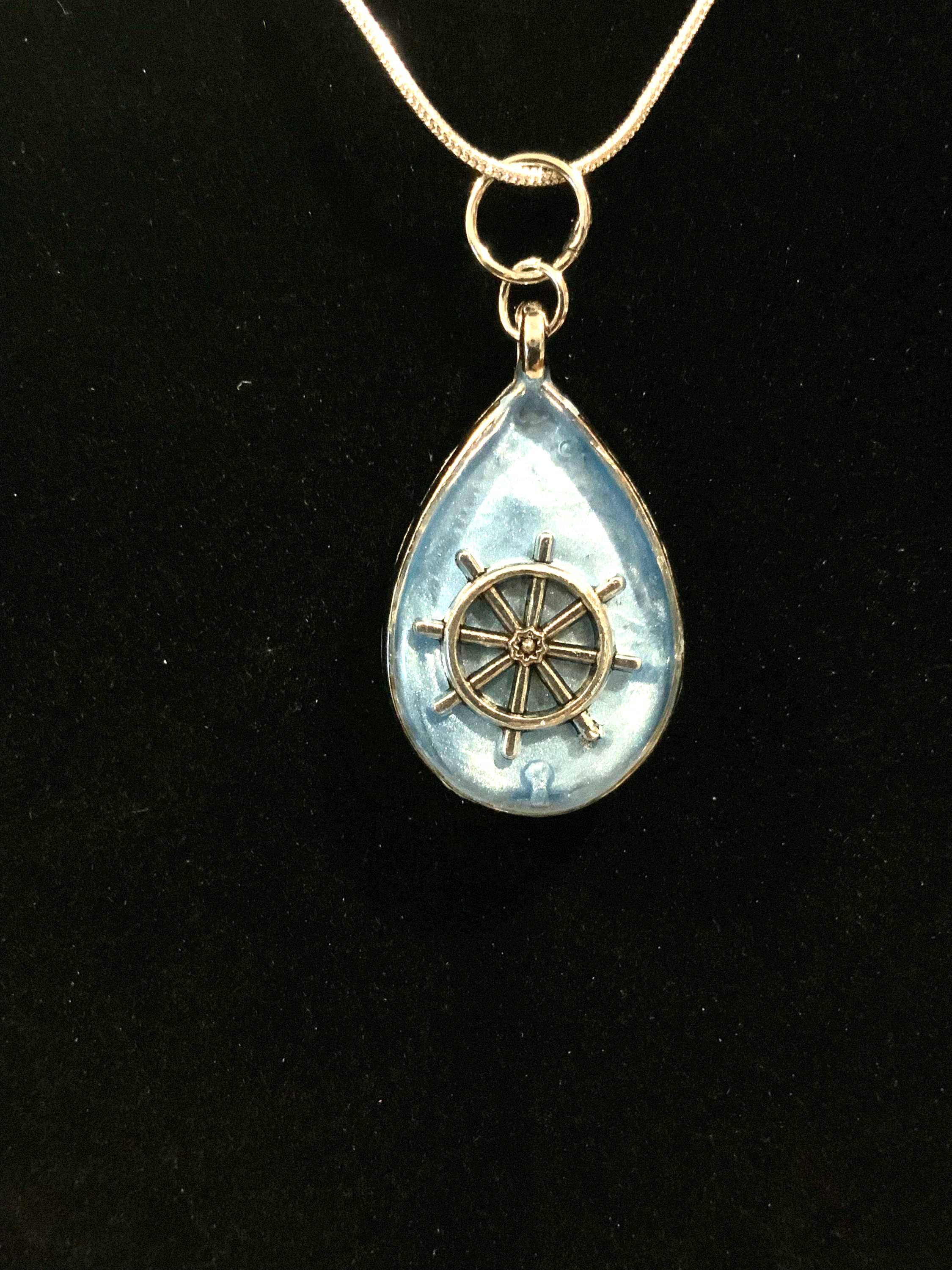 Handmade Resin Sailing Teardrop Pendant – Flippable Nautical Jewelry