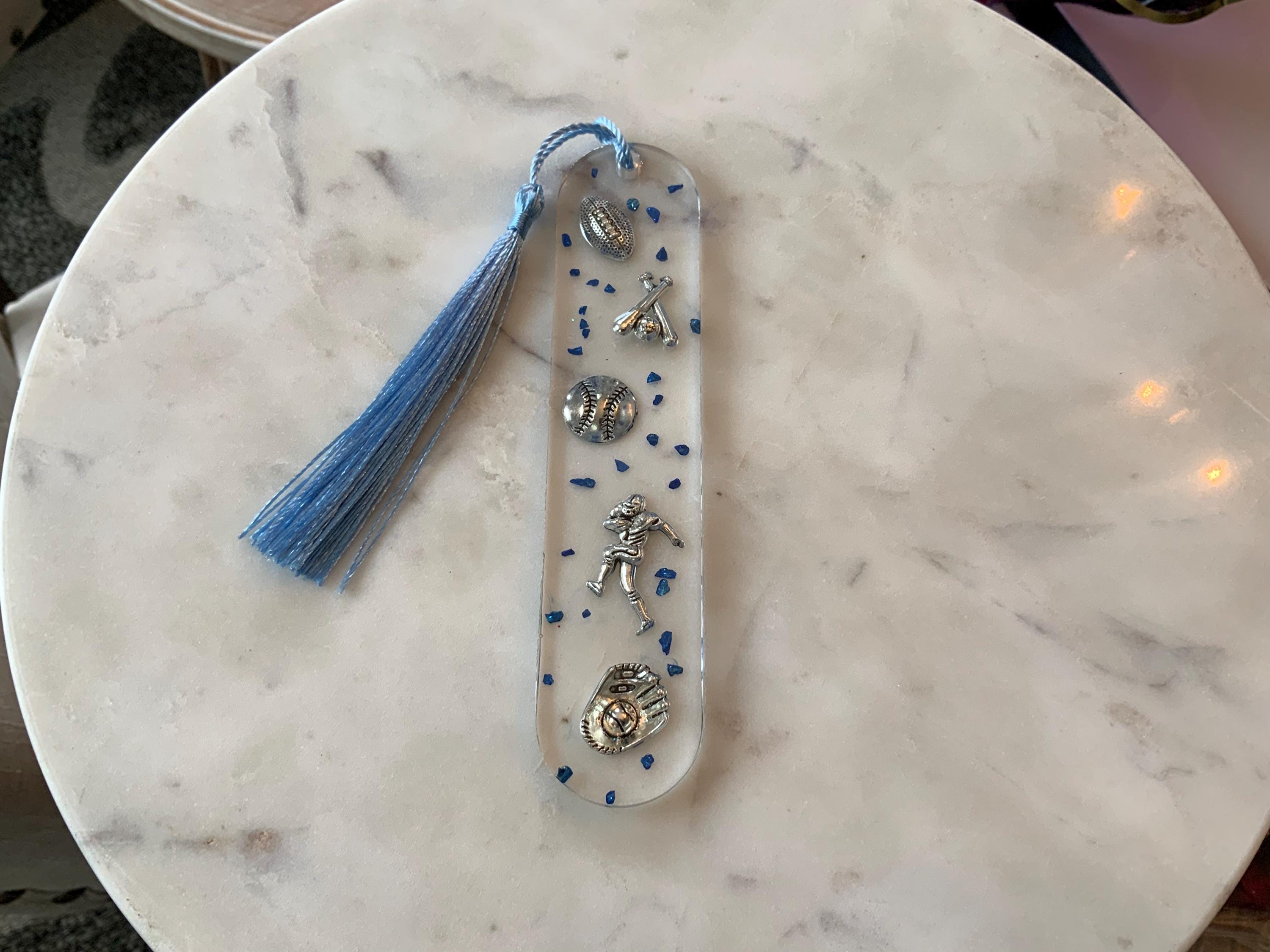 Handmade Resin Bookmark – Metallic Swirl Design