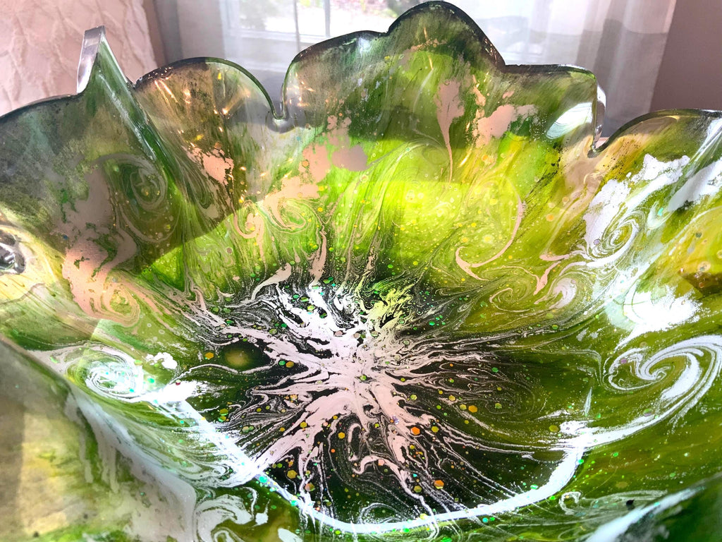 Resin Decorative Bowl – Emerald Green Swirl Epoxy Candy Dish