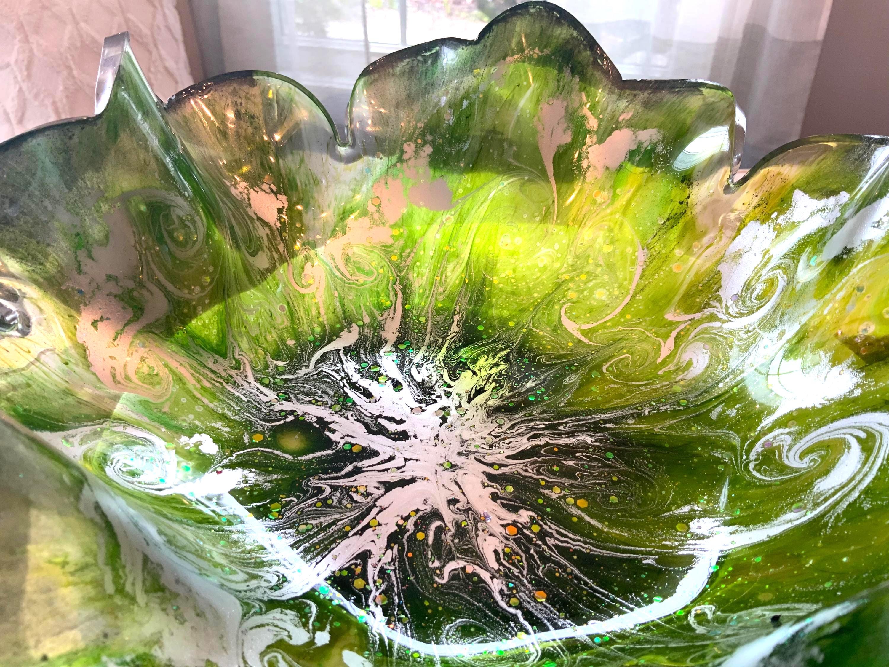 Resin Decorative Bowl – Emerald Green Swirl Epoxy Candy Dish