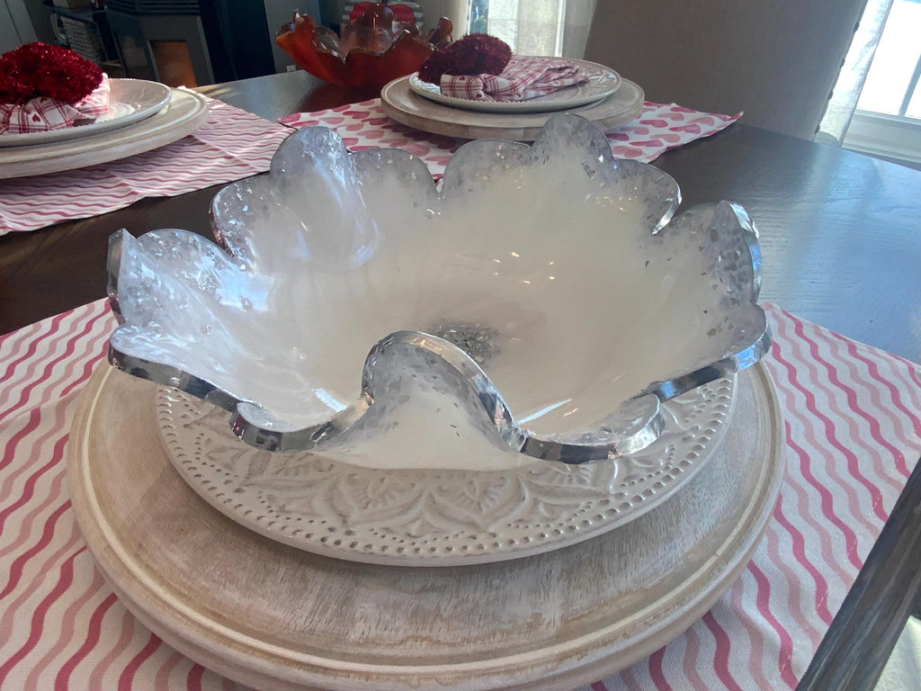 Mirror White Shimmer Decorative Bowl