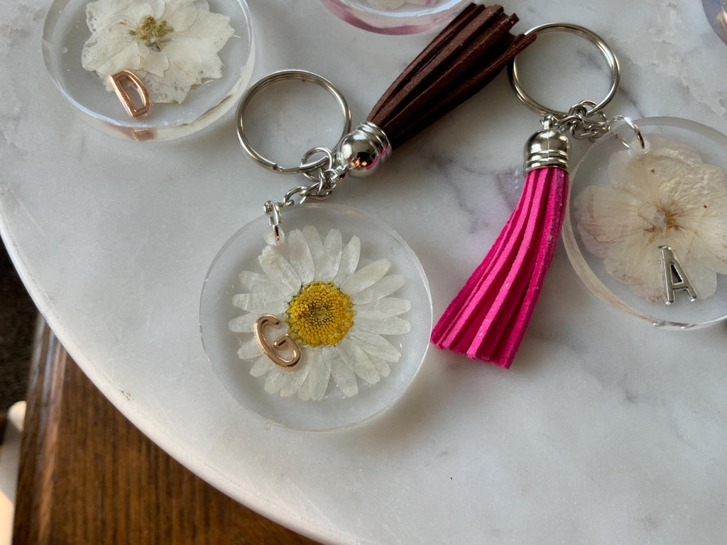 Personalized Initial Pocketbook Charm: Floral Design & Tassel