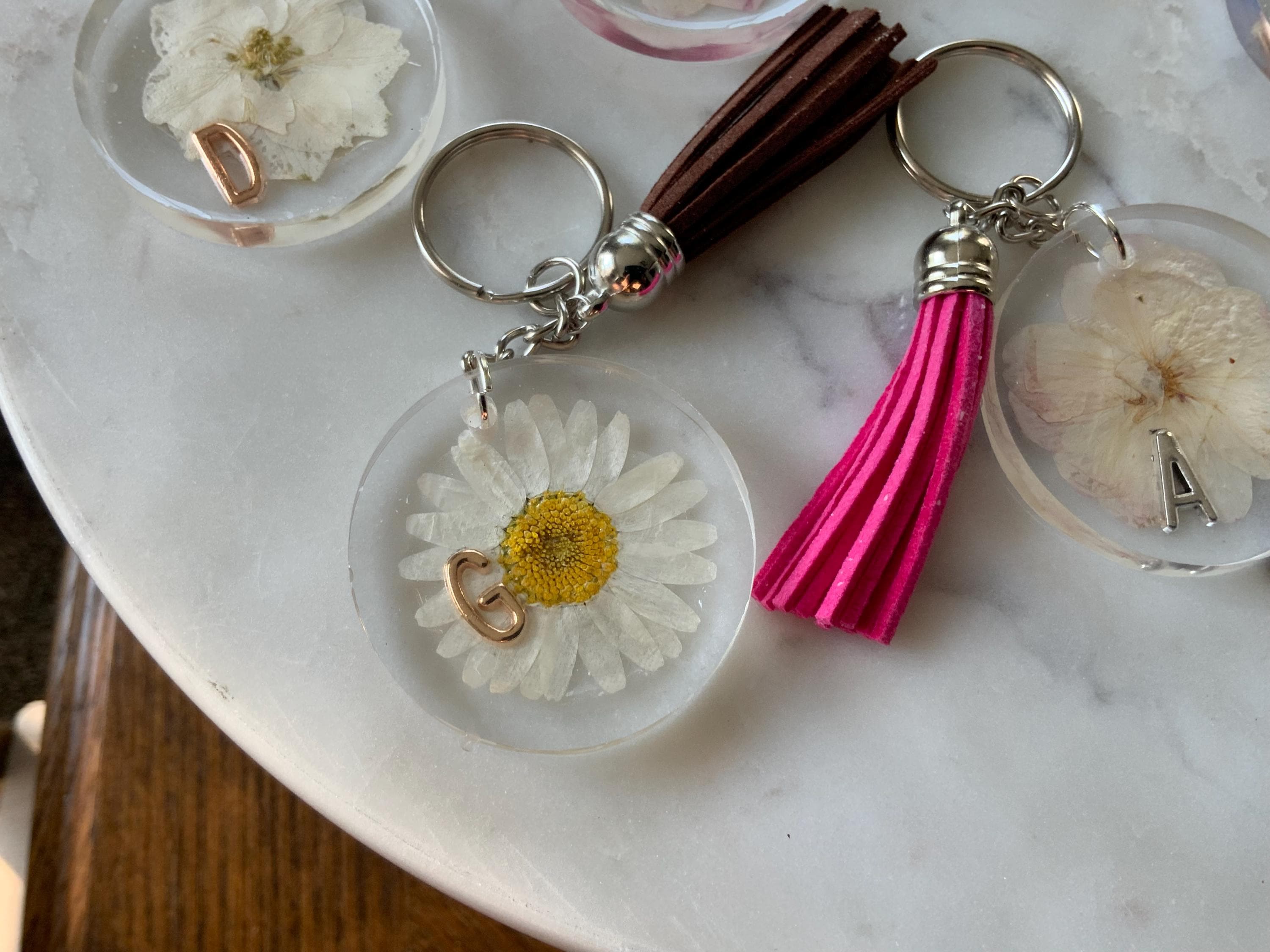 Personalized Initial Pocketbook Charm: Floral Design & Tassel