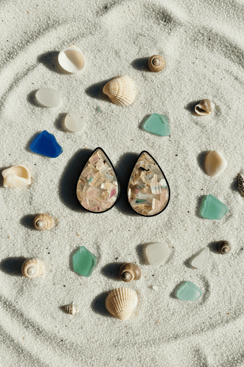 Abalone Resin Teardrop Earrings – Gold-Plated Handmade Jewelry - The Glossy Gift Shop