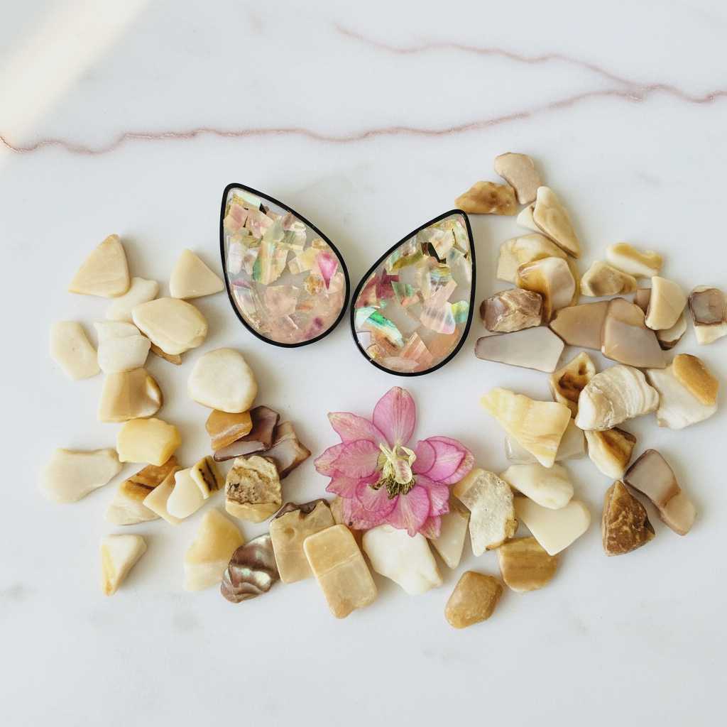 Abalone Resin Teardrop Earrings – Gold-Plated Handmade Jewelry - The Glossy Gift Shop